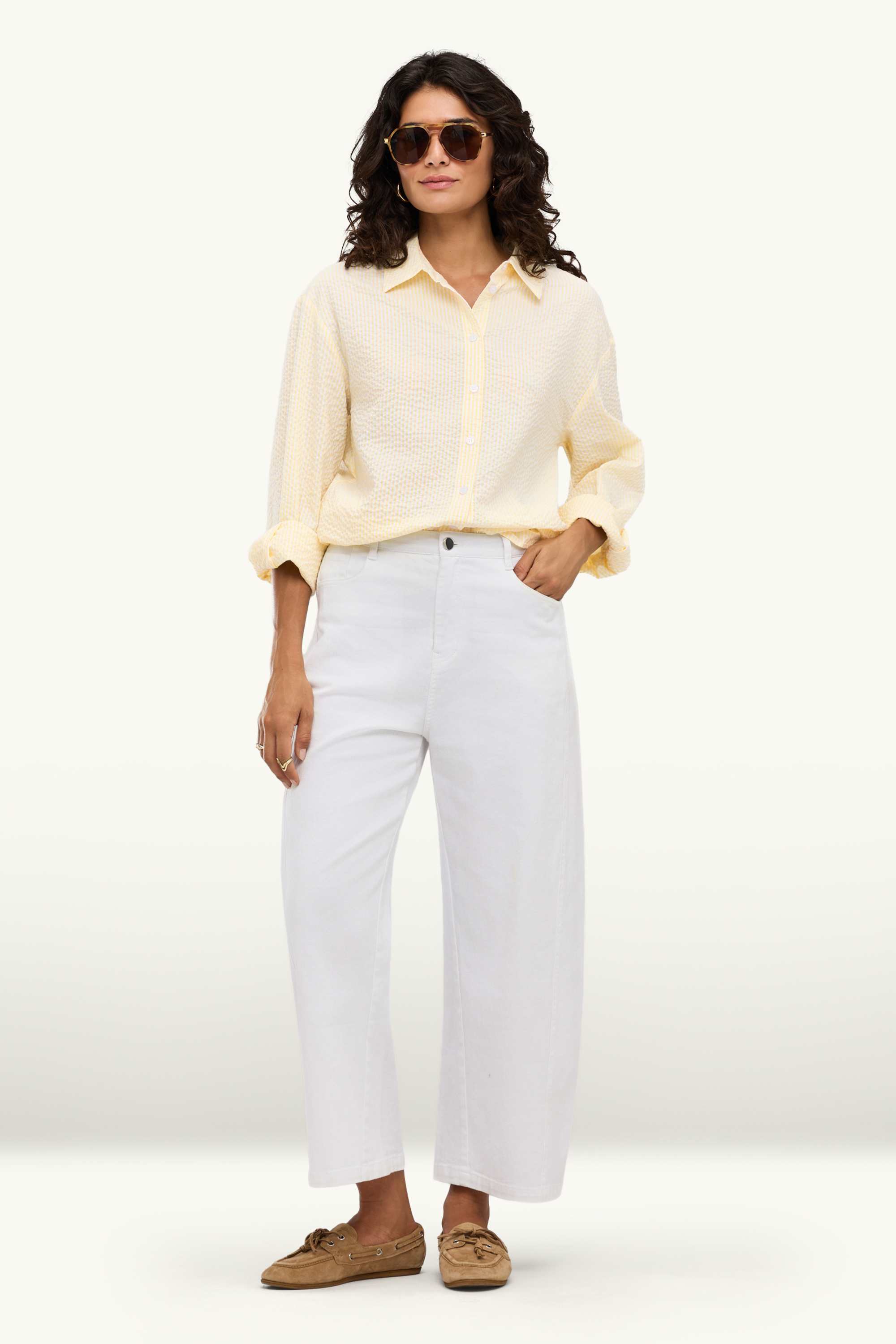 Shirt blouse - striped white / yellow