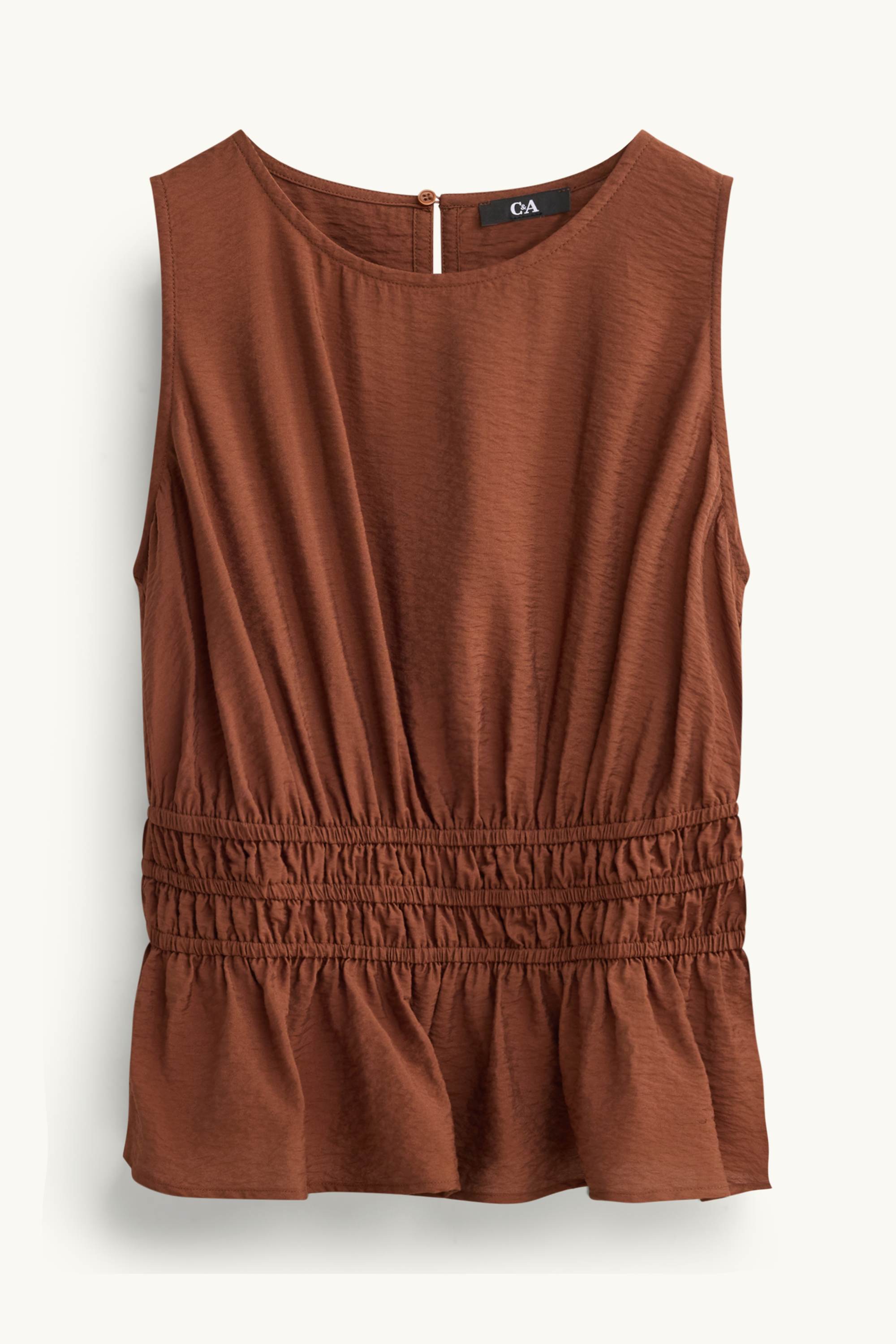 Blouse top - smocked rust