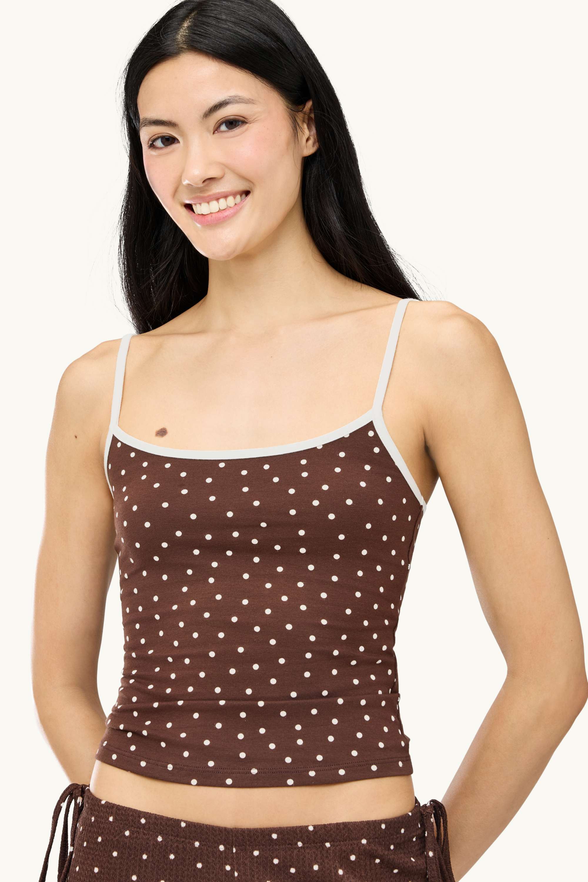 Cropped top - polka dot brown