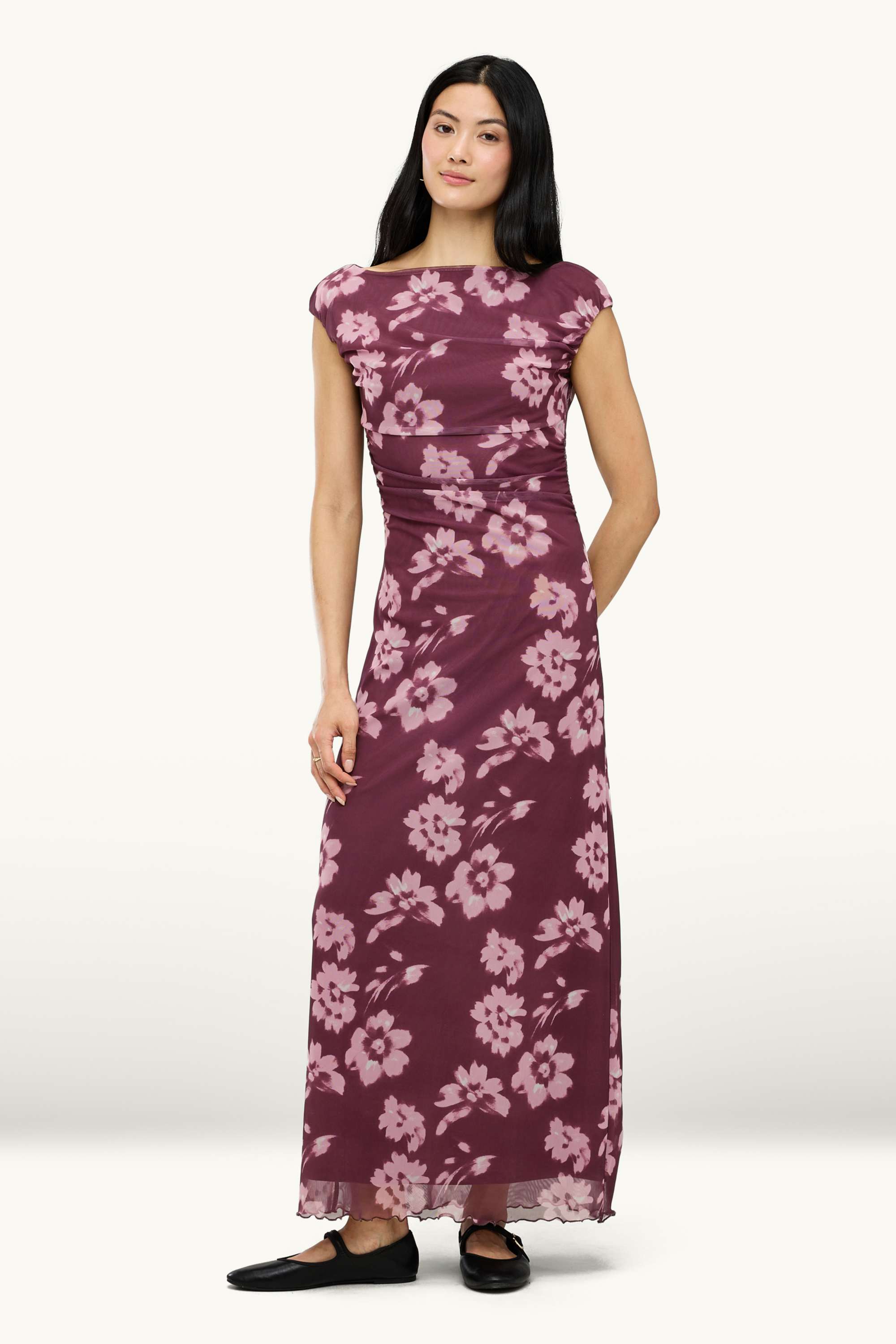 Bodycon dress - mesh - floral purple