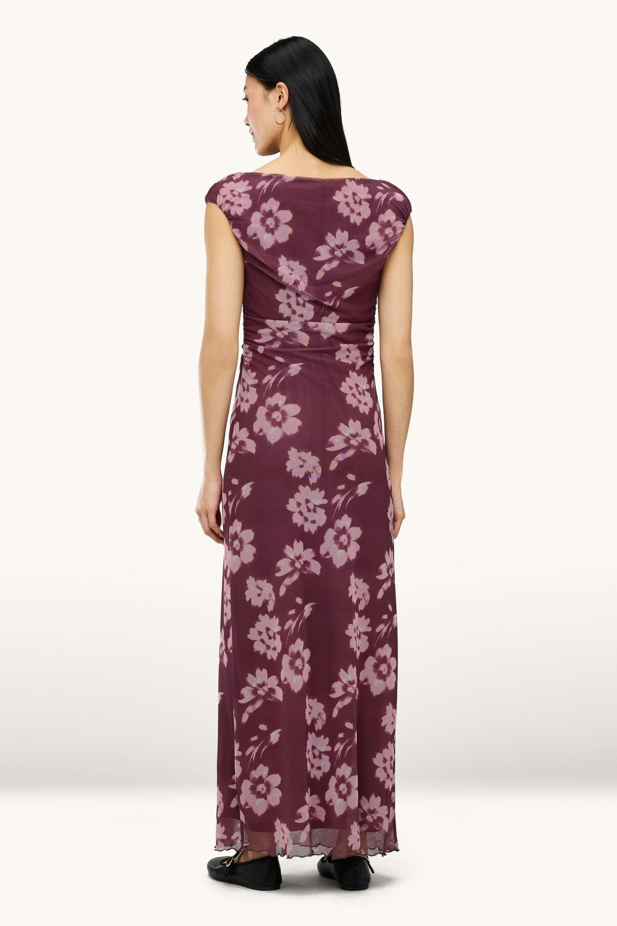 Bodycon dress - mesh - floral purple