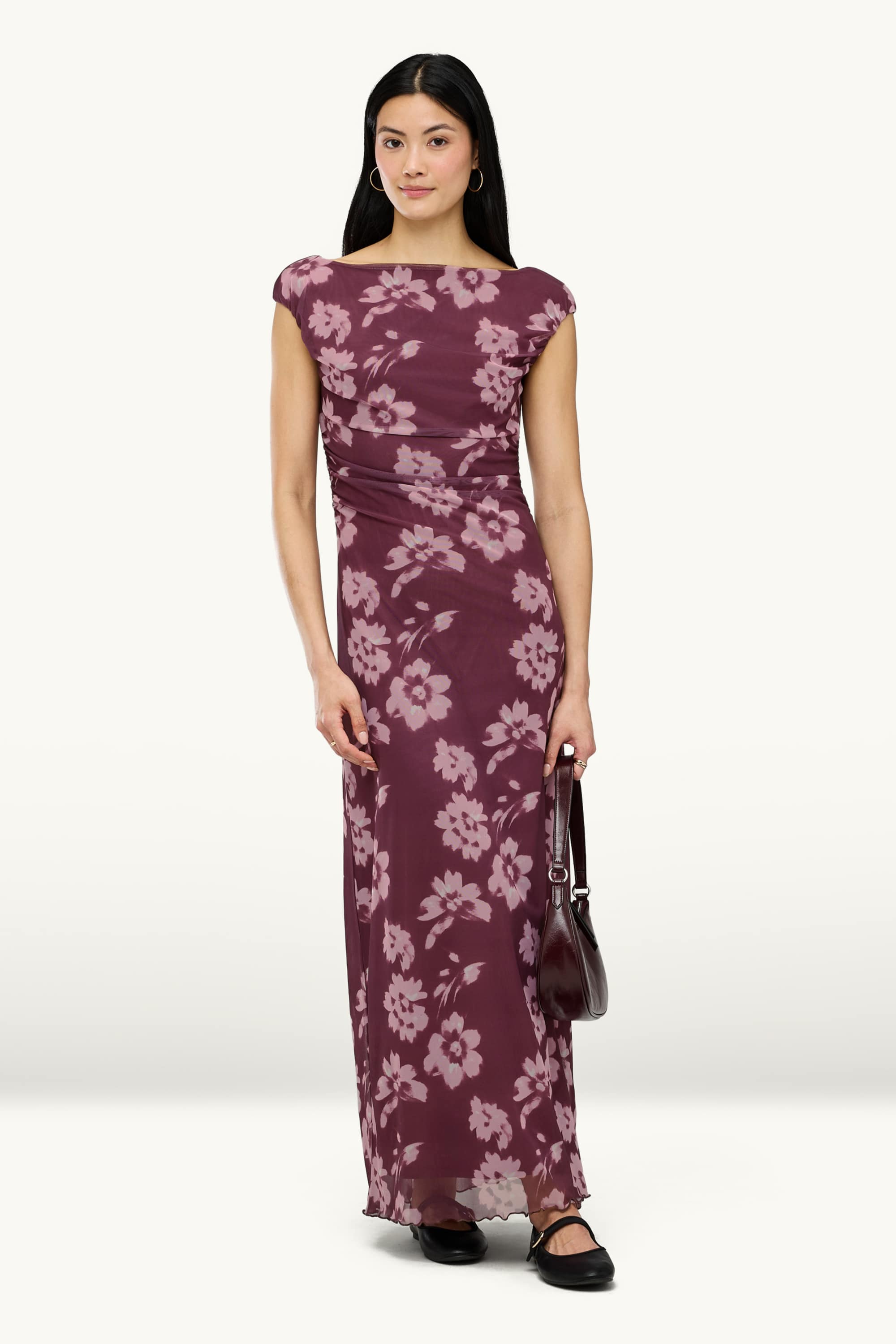 Bodycon dress - mesh - floral purple