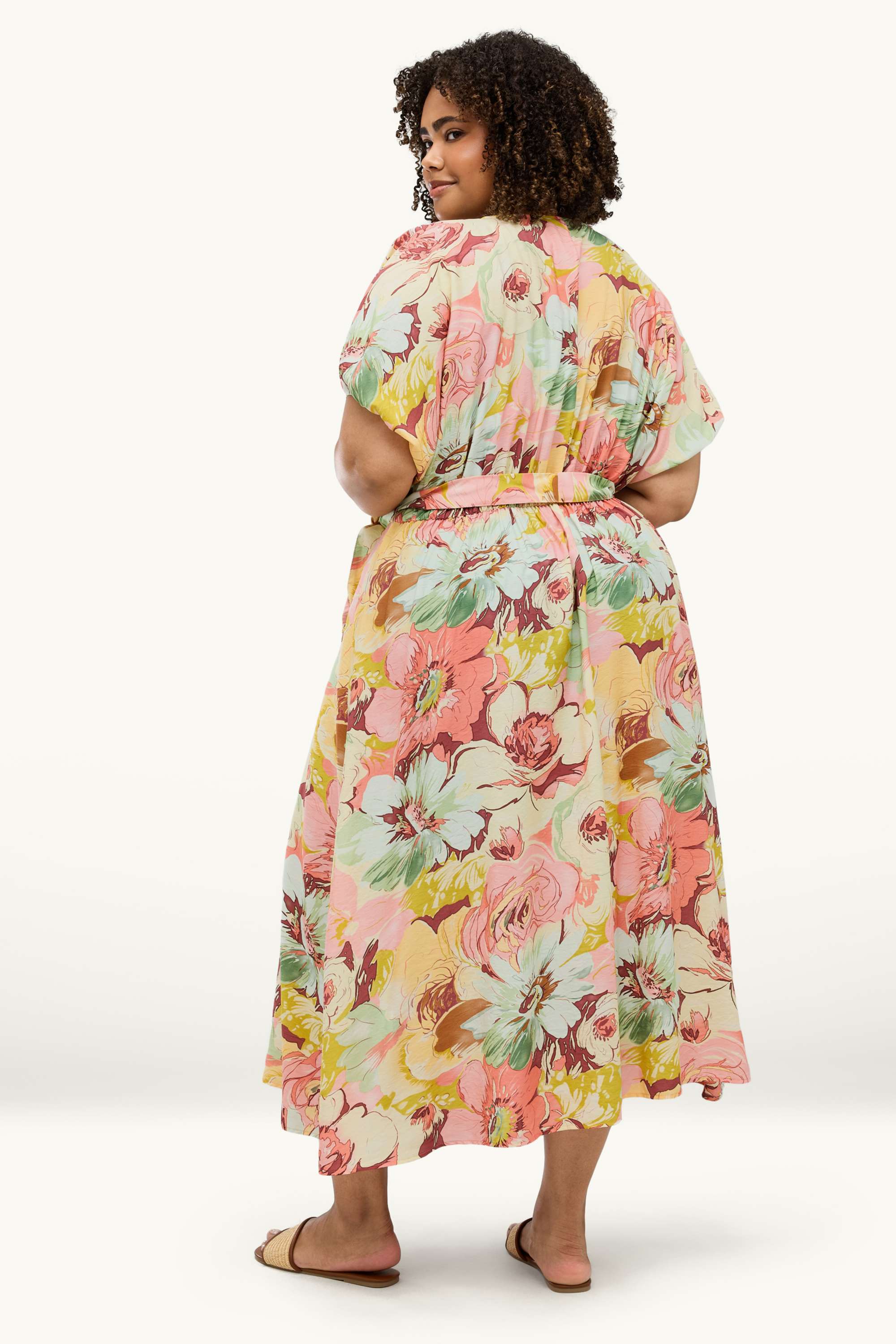 Fit & flare V-neck dress - floral rose