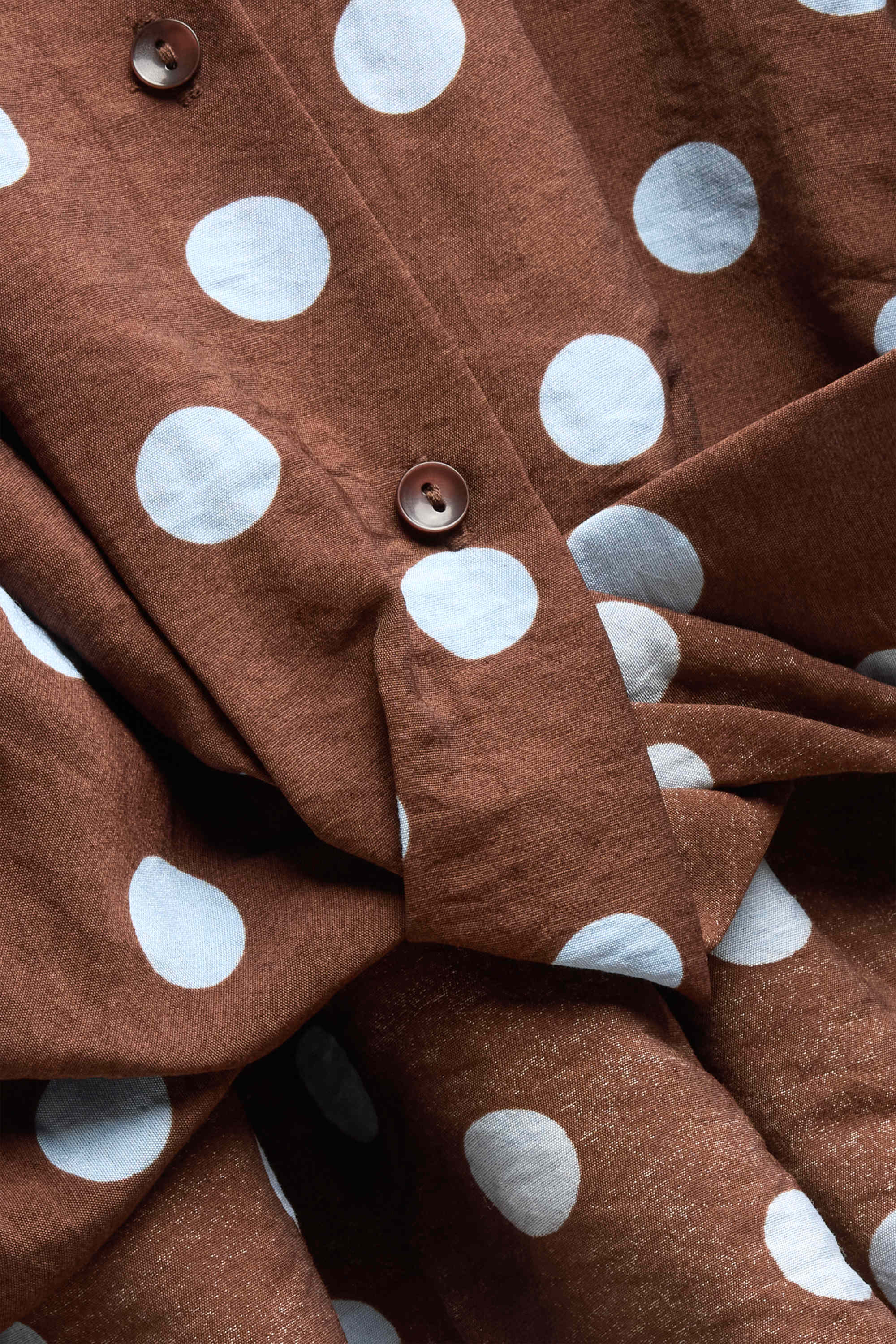 Shirt blouse with knot detail - polka dot brown / blue