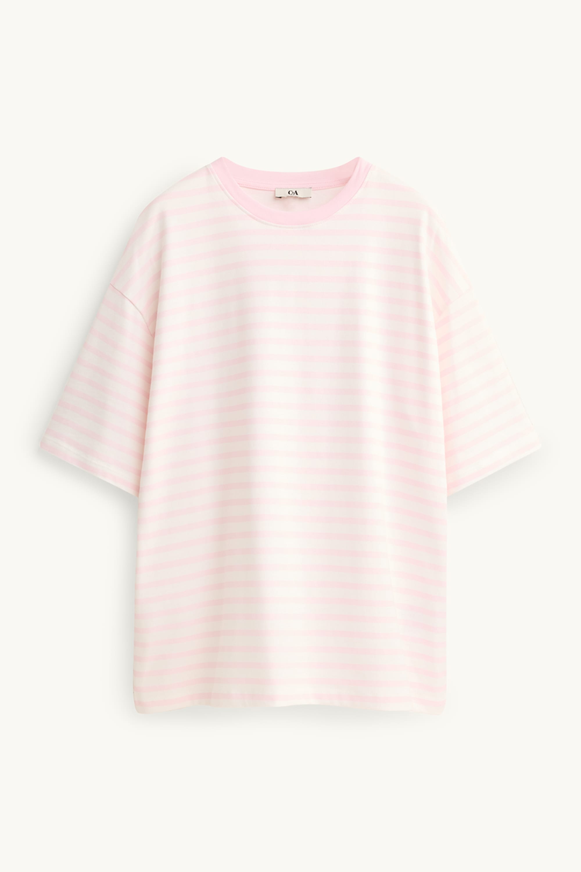 T-shirt - oversized - striped white / rose