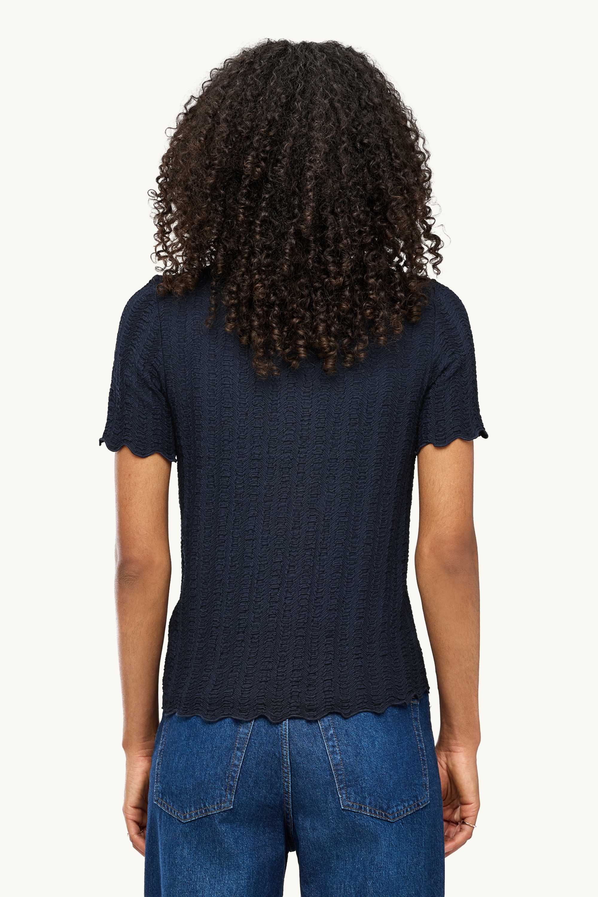 T-shirt - regular fit - textured dark blue