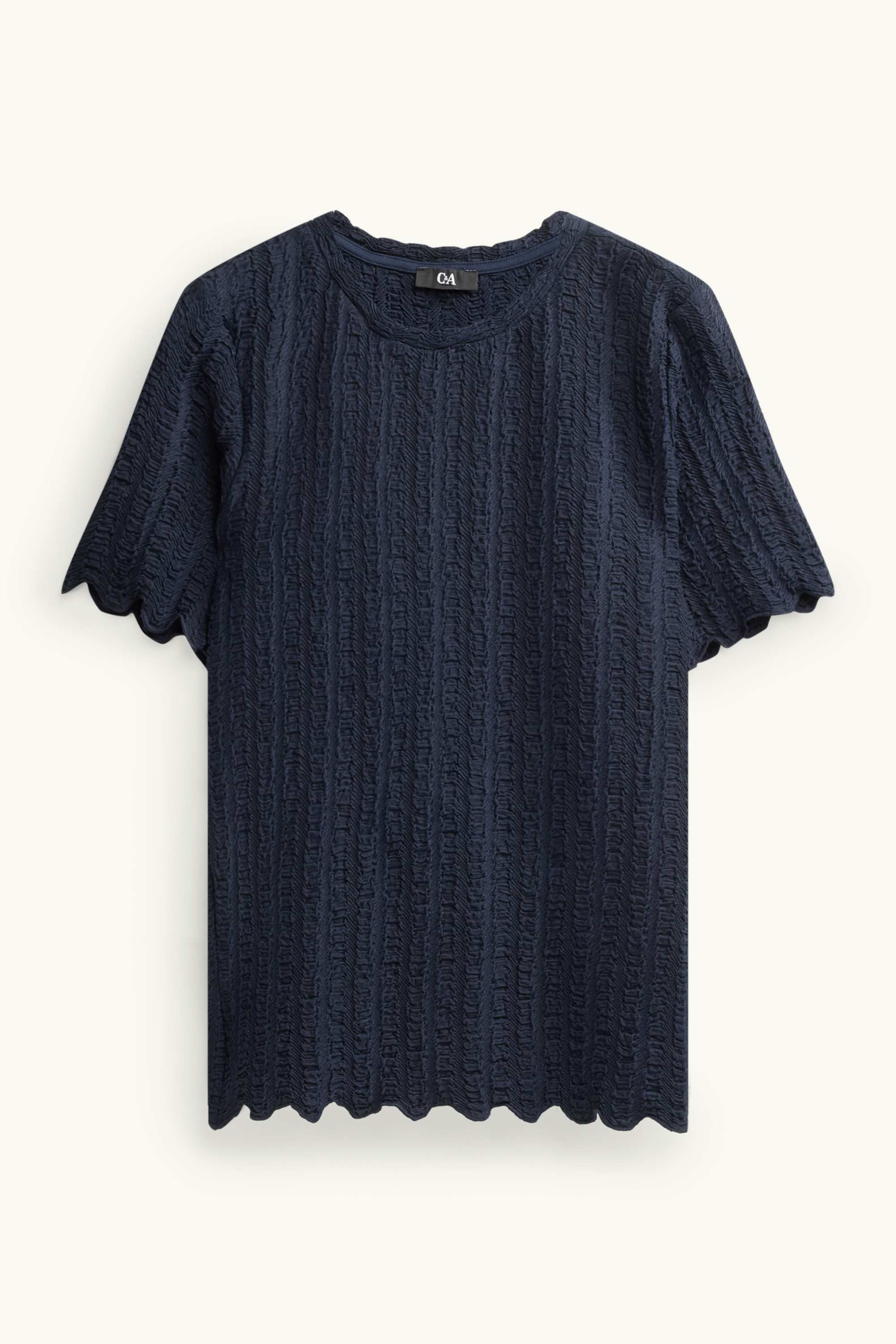 T-shirt - regular fit - textured dark blue