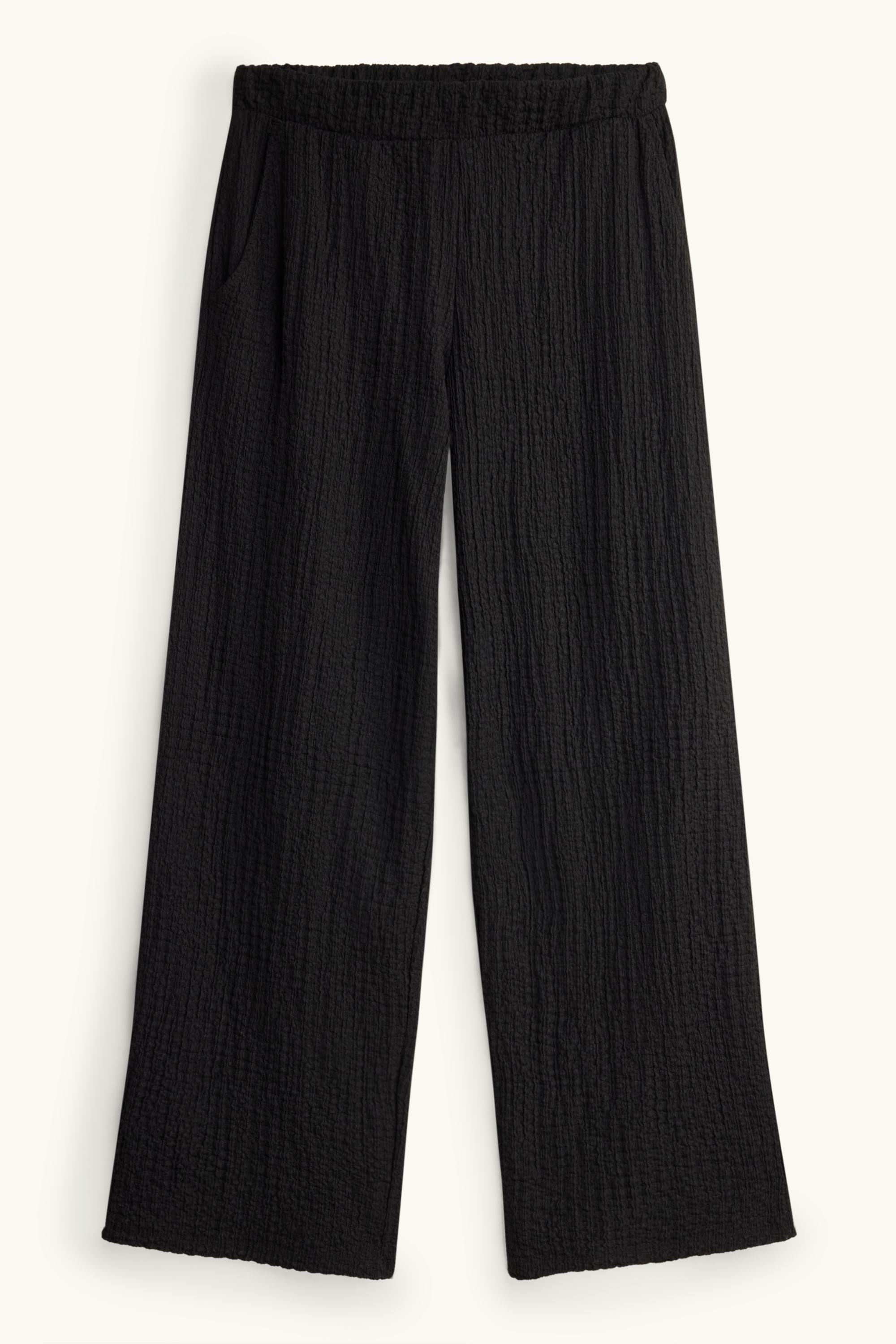 Trousers - mid-rise waist - straight fit - textured black