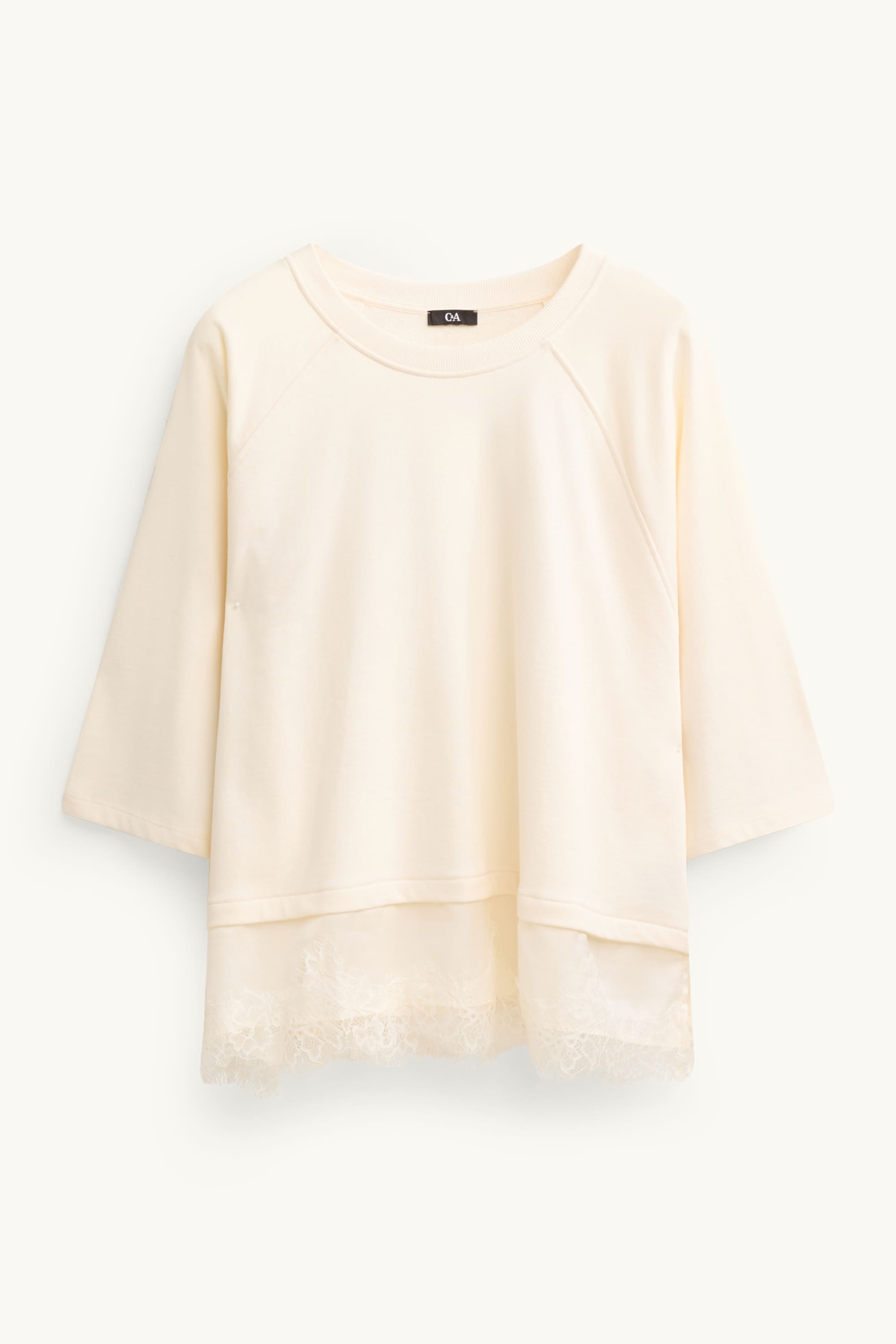 Sweatshirt - 2-in-1 look creme
