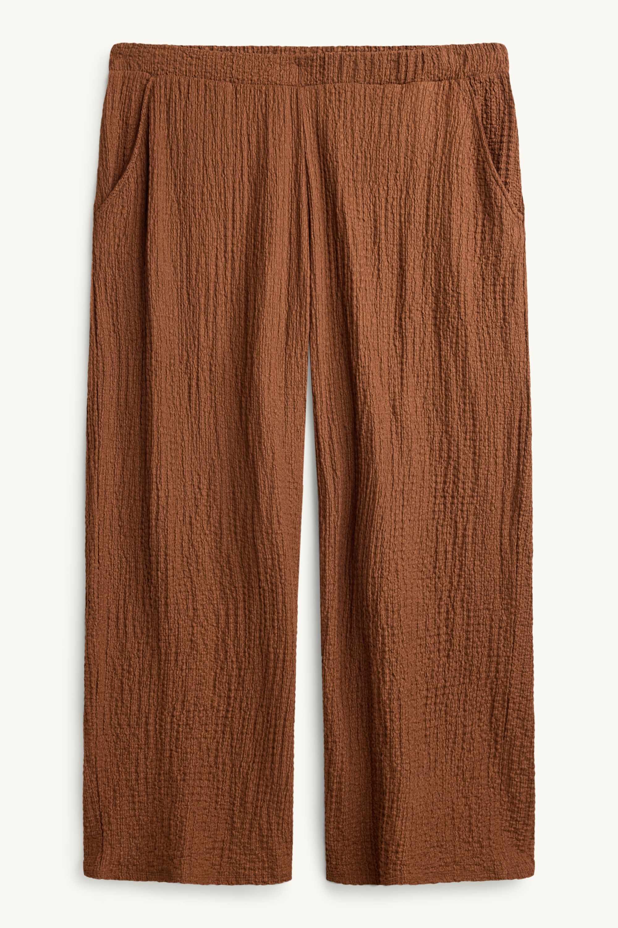 Trousers - mid-rise waist - straight fit - textured rust