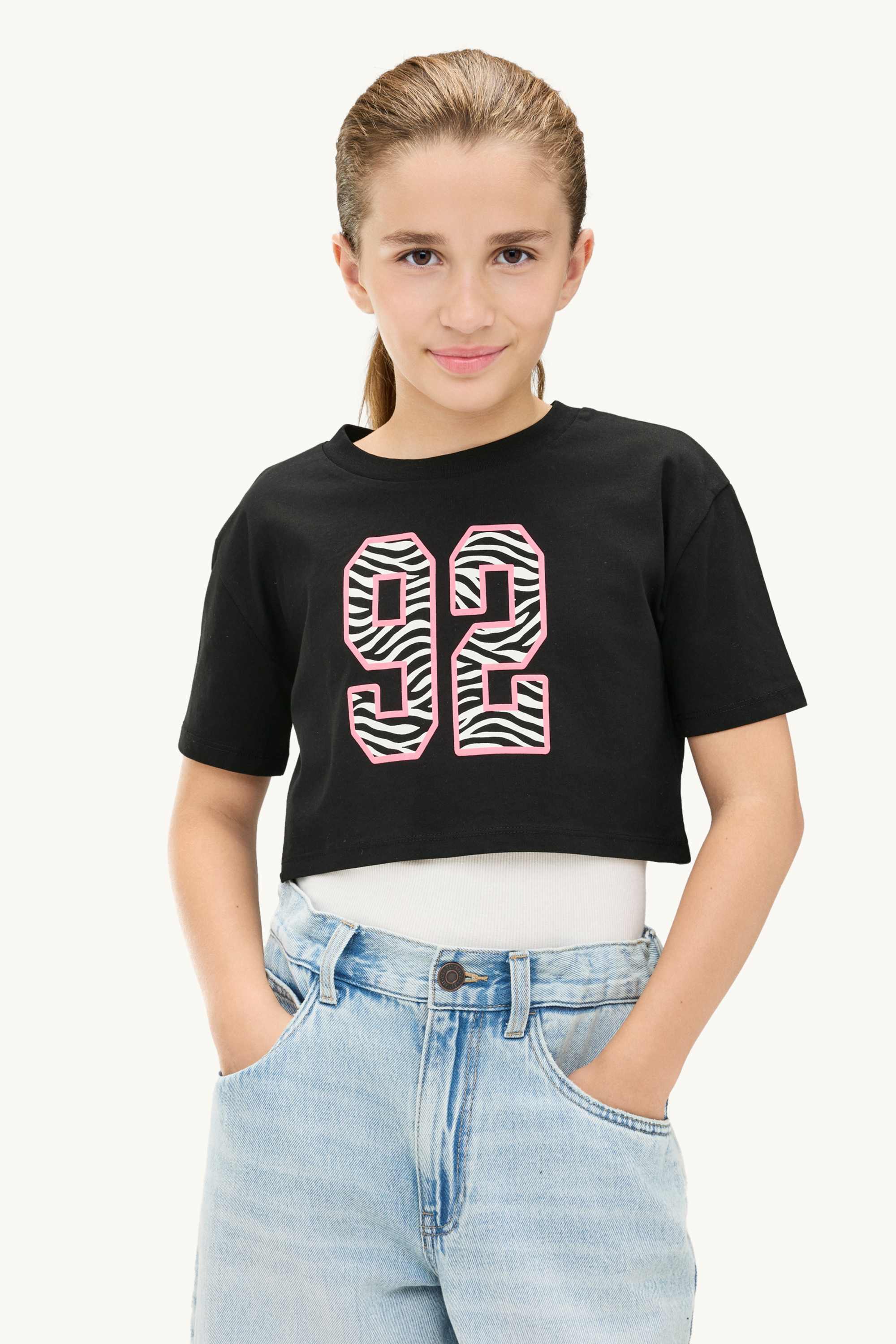Set - short sleeve T-shirt and top - 2 piece black / white