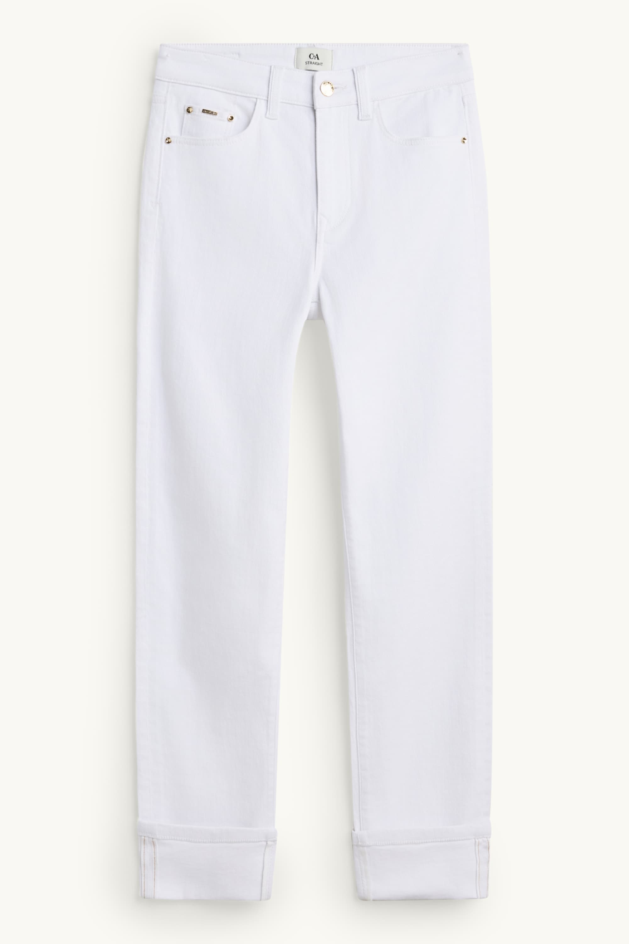 Cropped straight jeans - mid-rise waist white