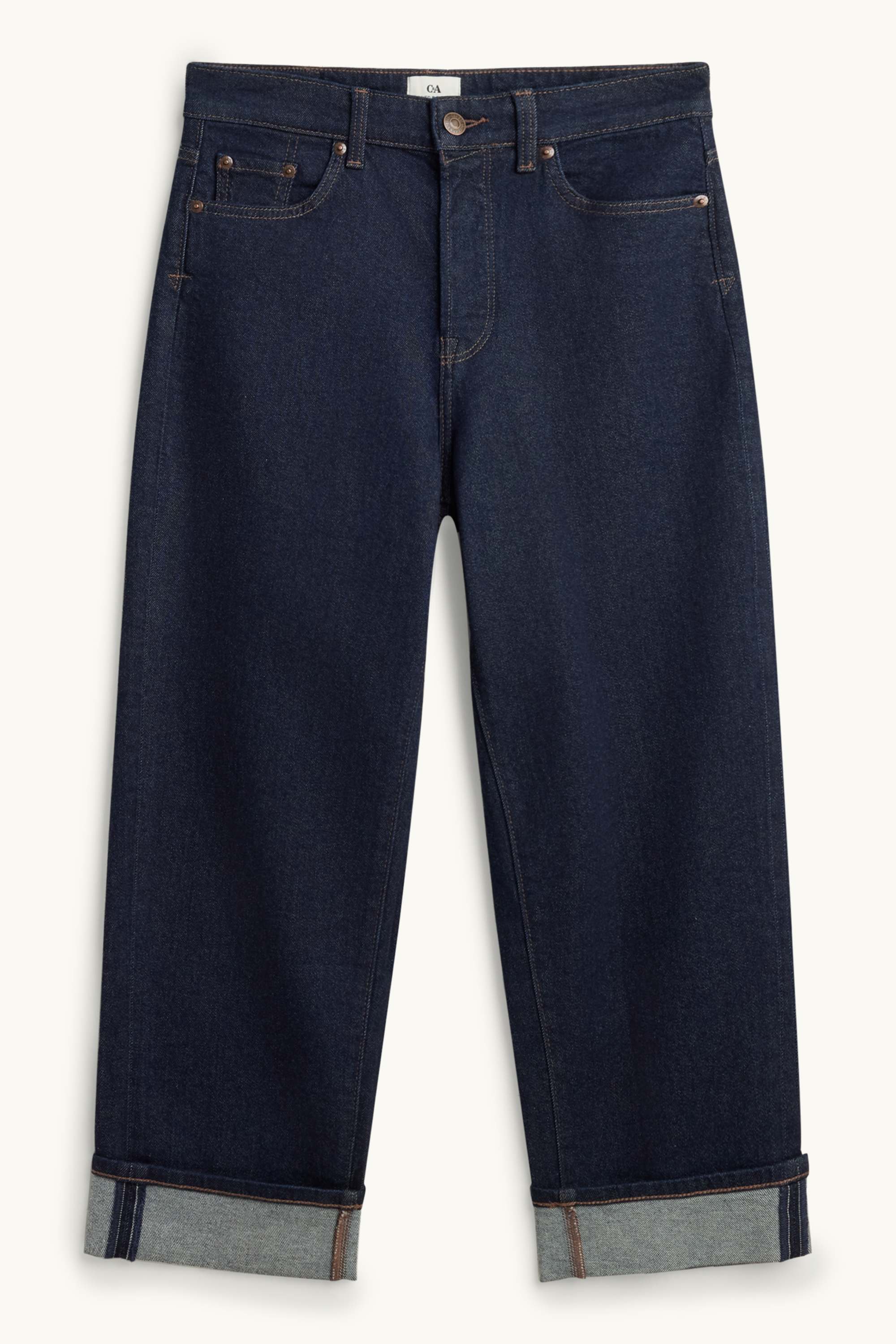 Boyfriend jeans - mid-rise waist denim-dark blue