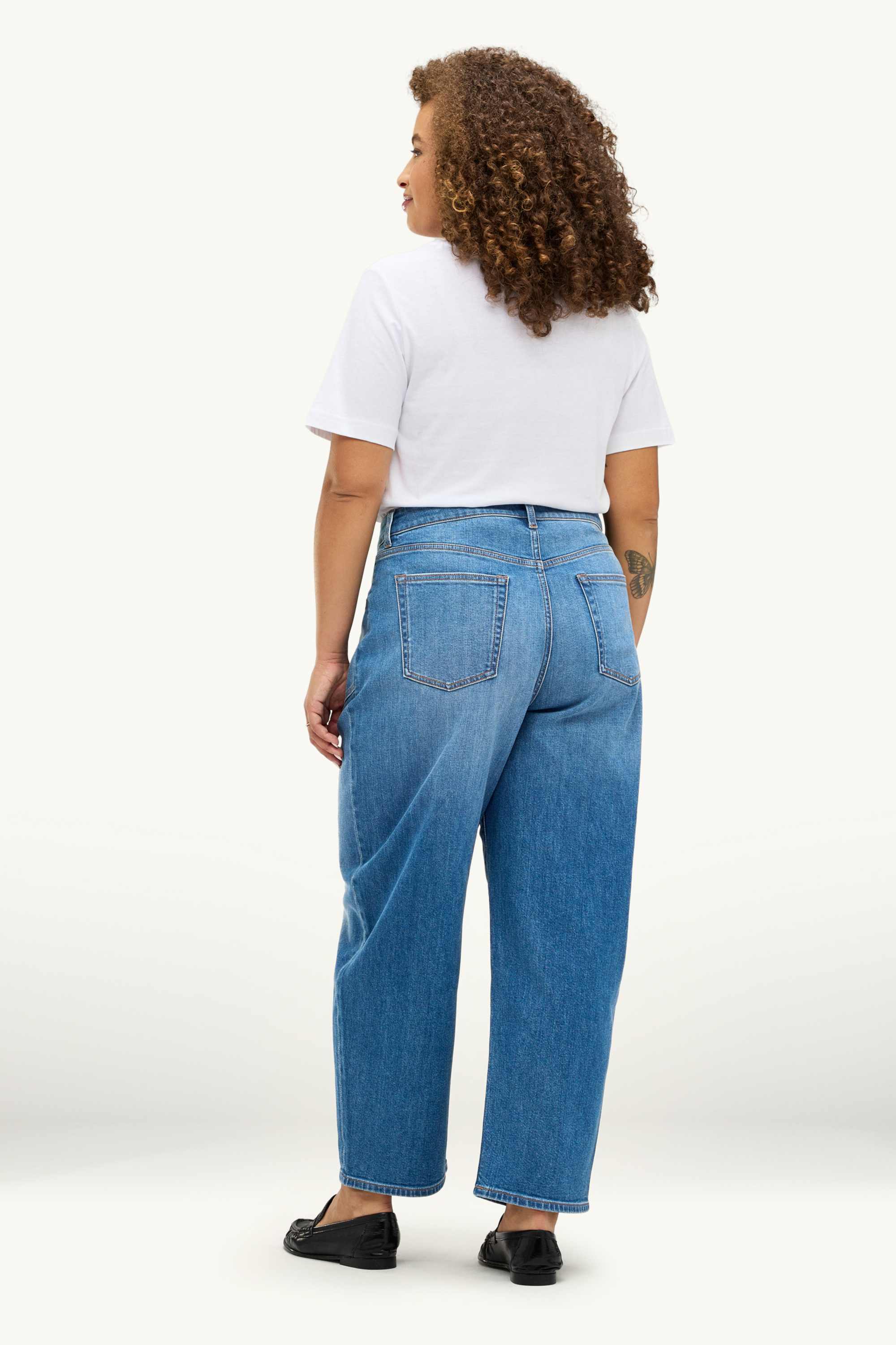 Barrel jeans - high waist blue denim