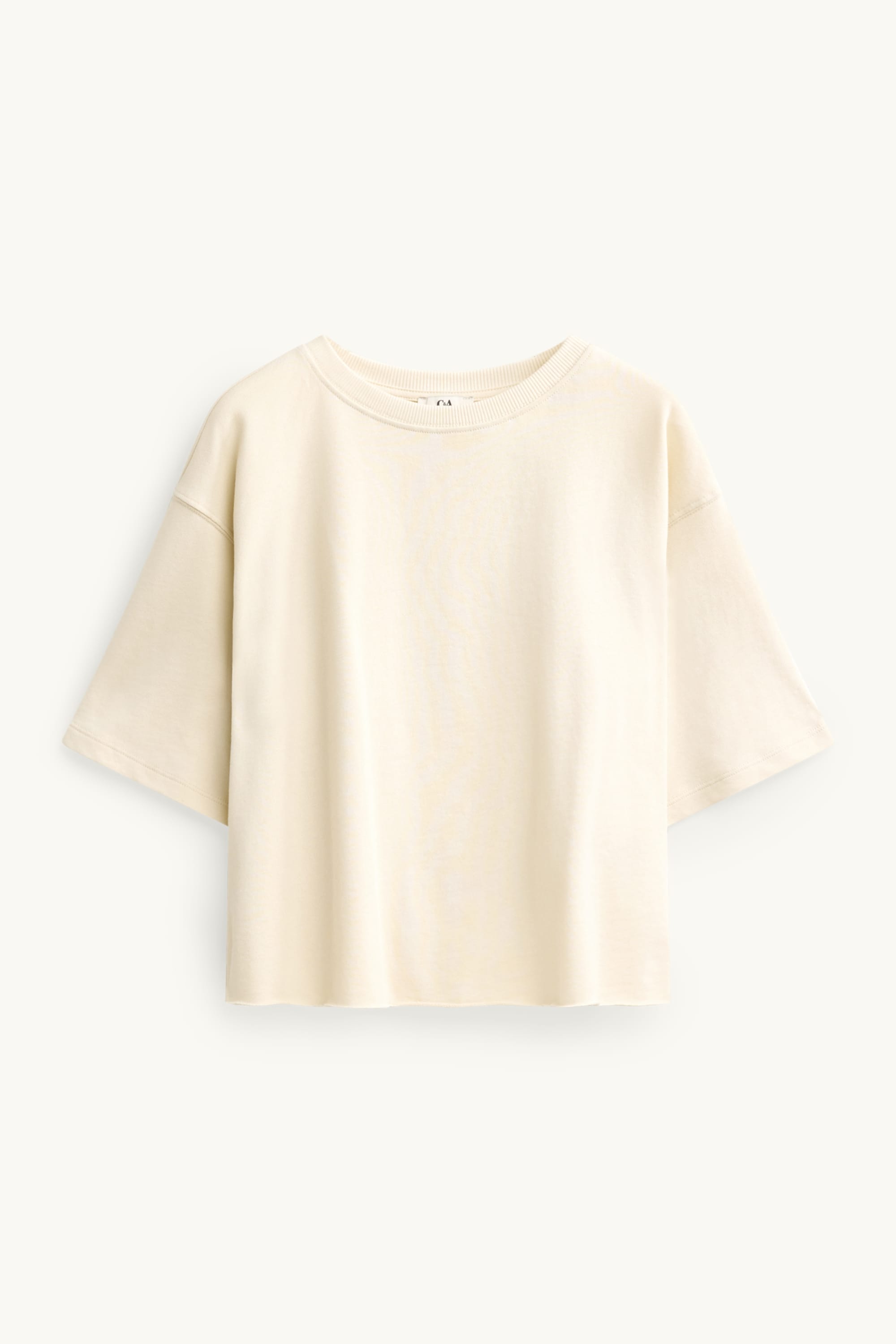 Cropped T-shirt - relaxed fit cremewhite