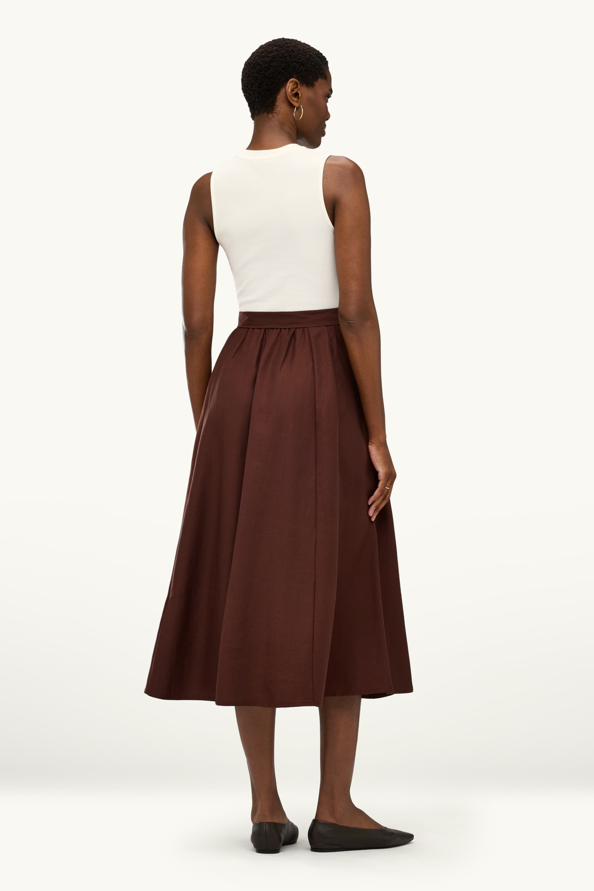 Fit & flare dress with belt brown / cremewhite