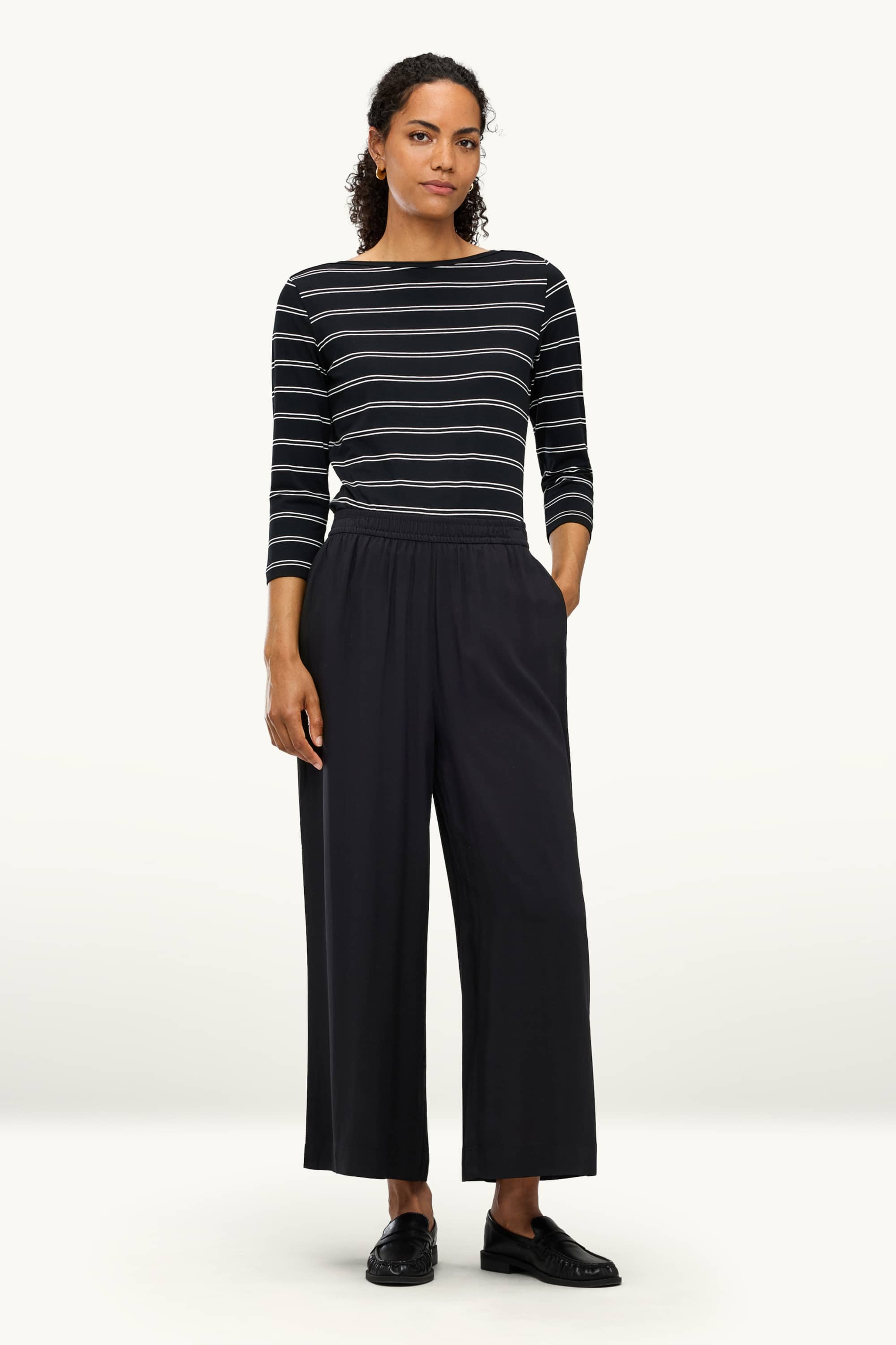 Cropped cloth trousers - high waist - palazzo black