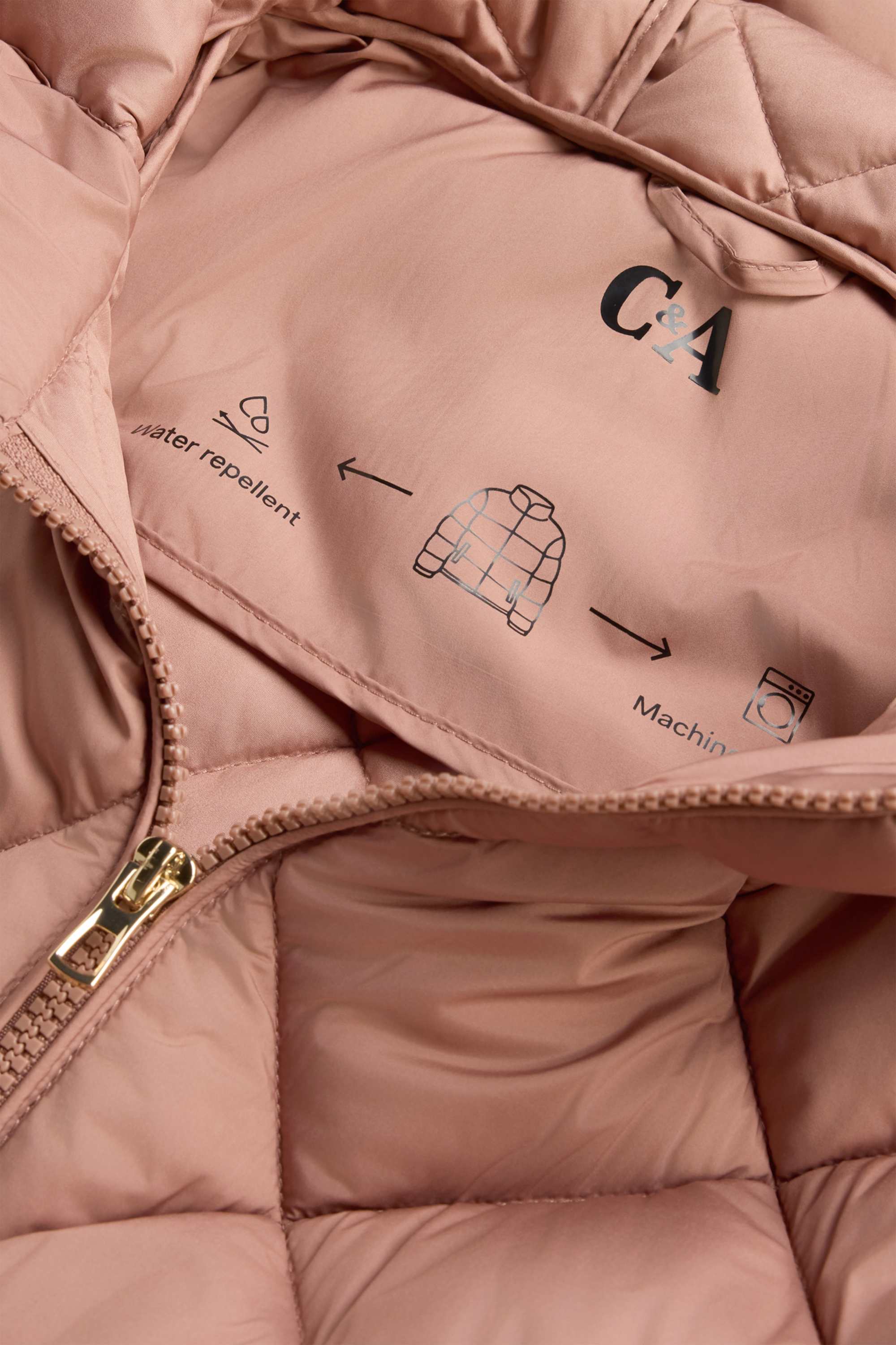 Quilted gilet with hood - water-repellent dark rose
