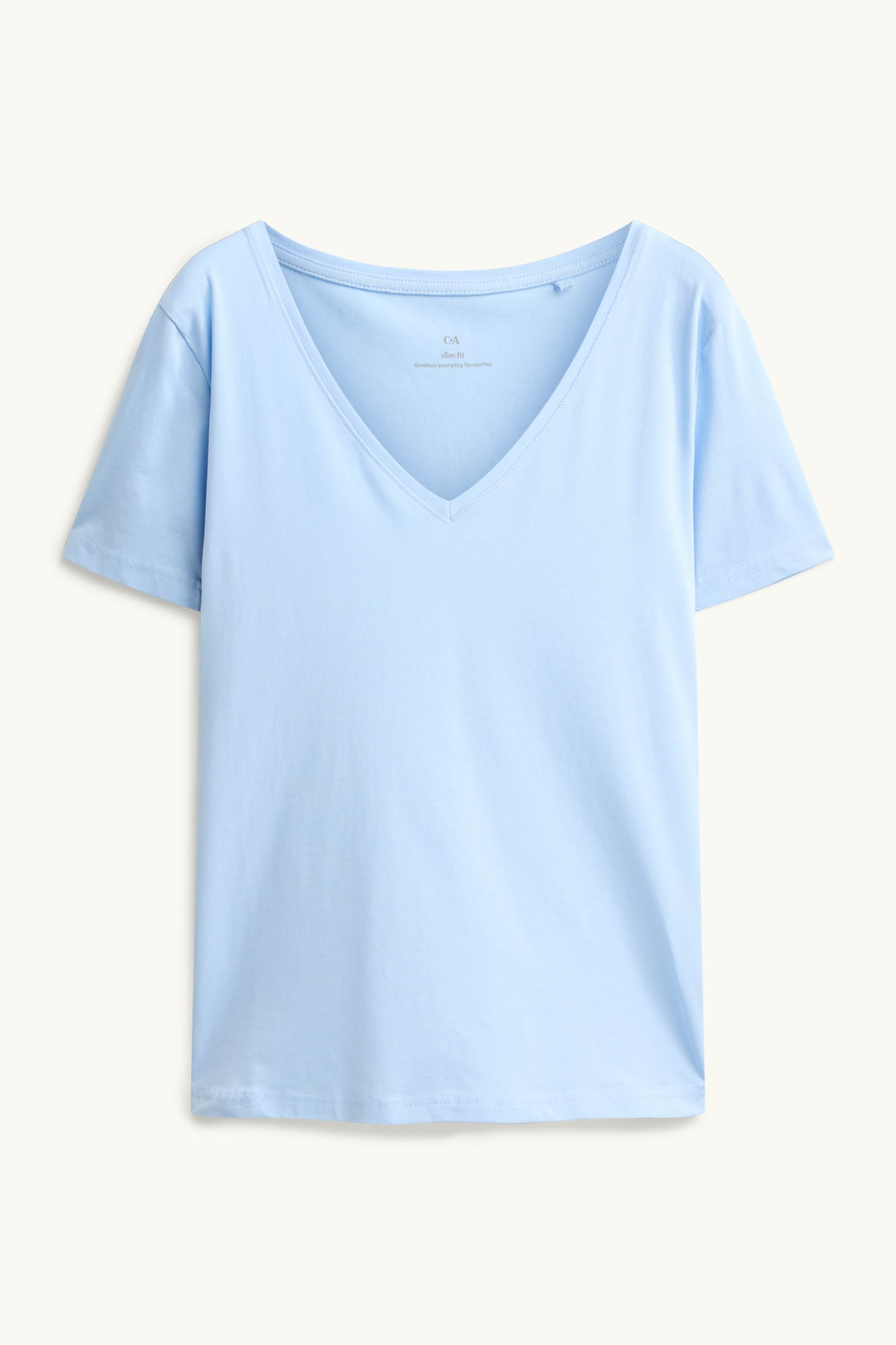 V-neck T-shirt - slim fit light blue