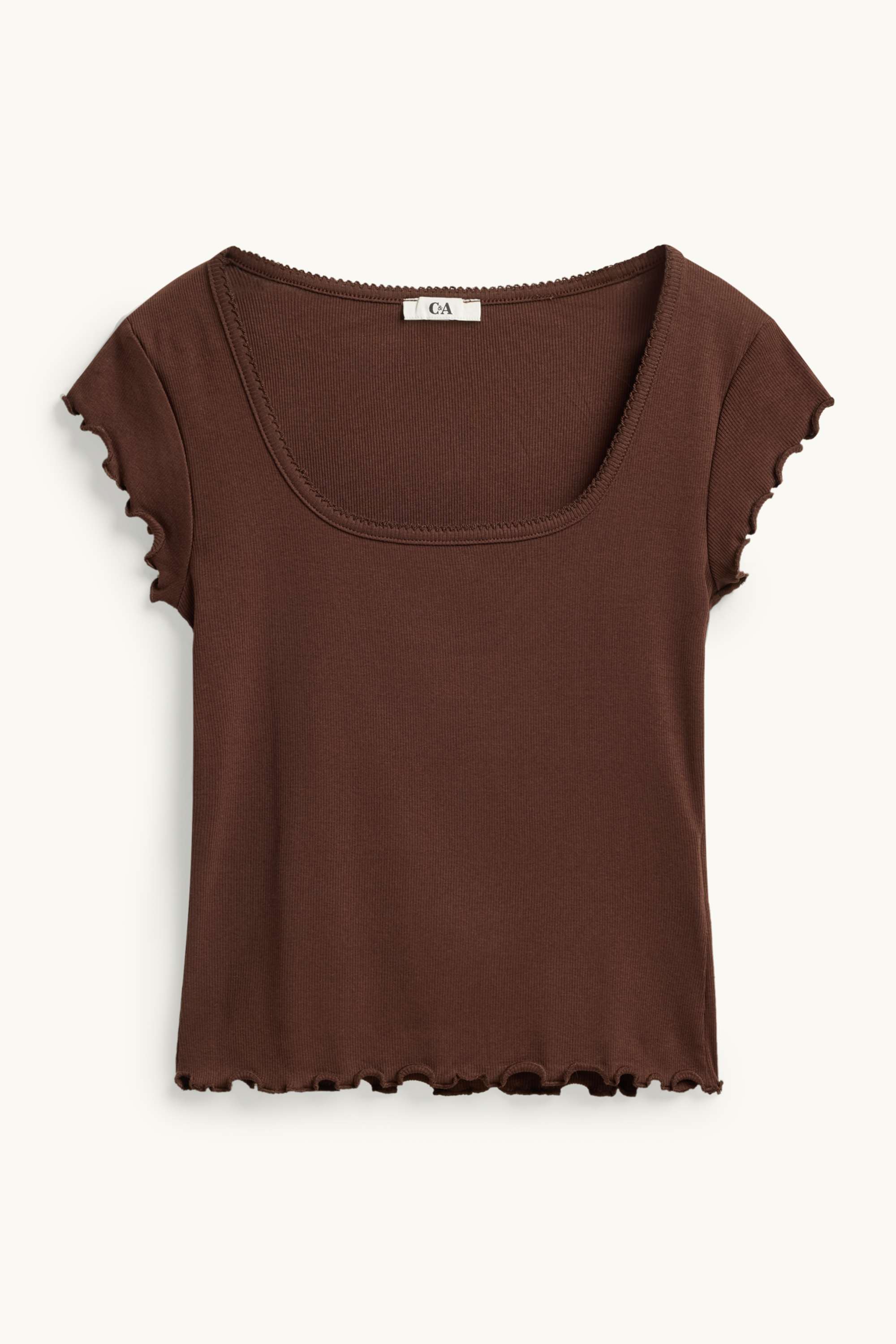 T-shirt - slim fit - ribbed brown