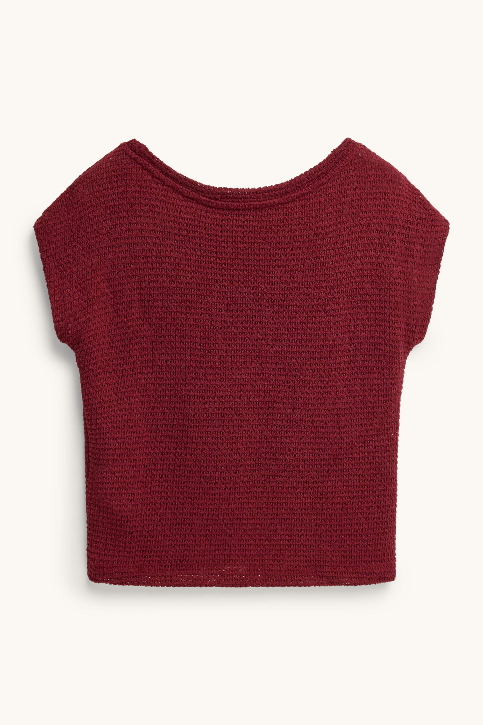 Knitted T-shirt - relaxed fit - textured bordeaux