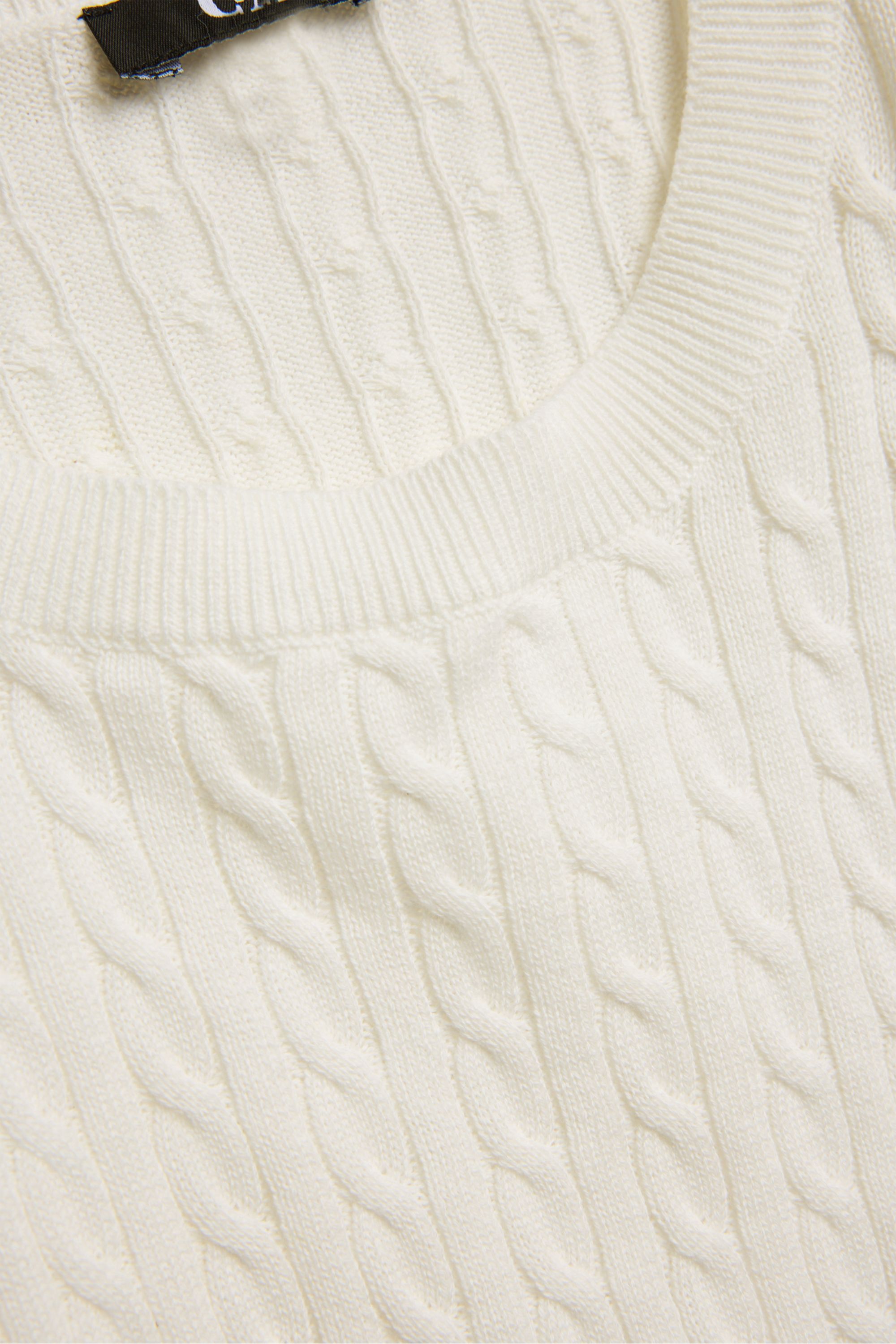Knitted jumper - short sleeve - cable knit pattern cremewhite