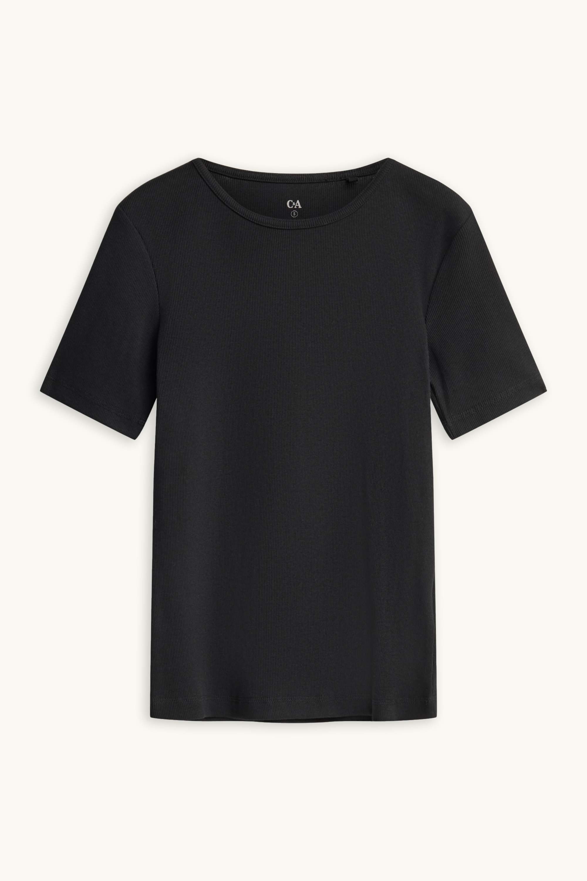 T-shirt - slim fit - ribbed black