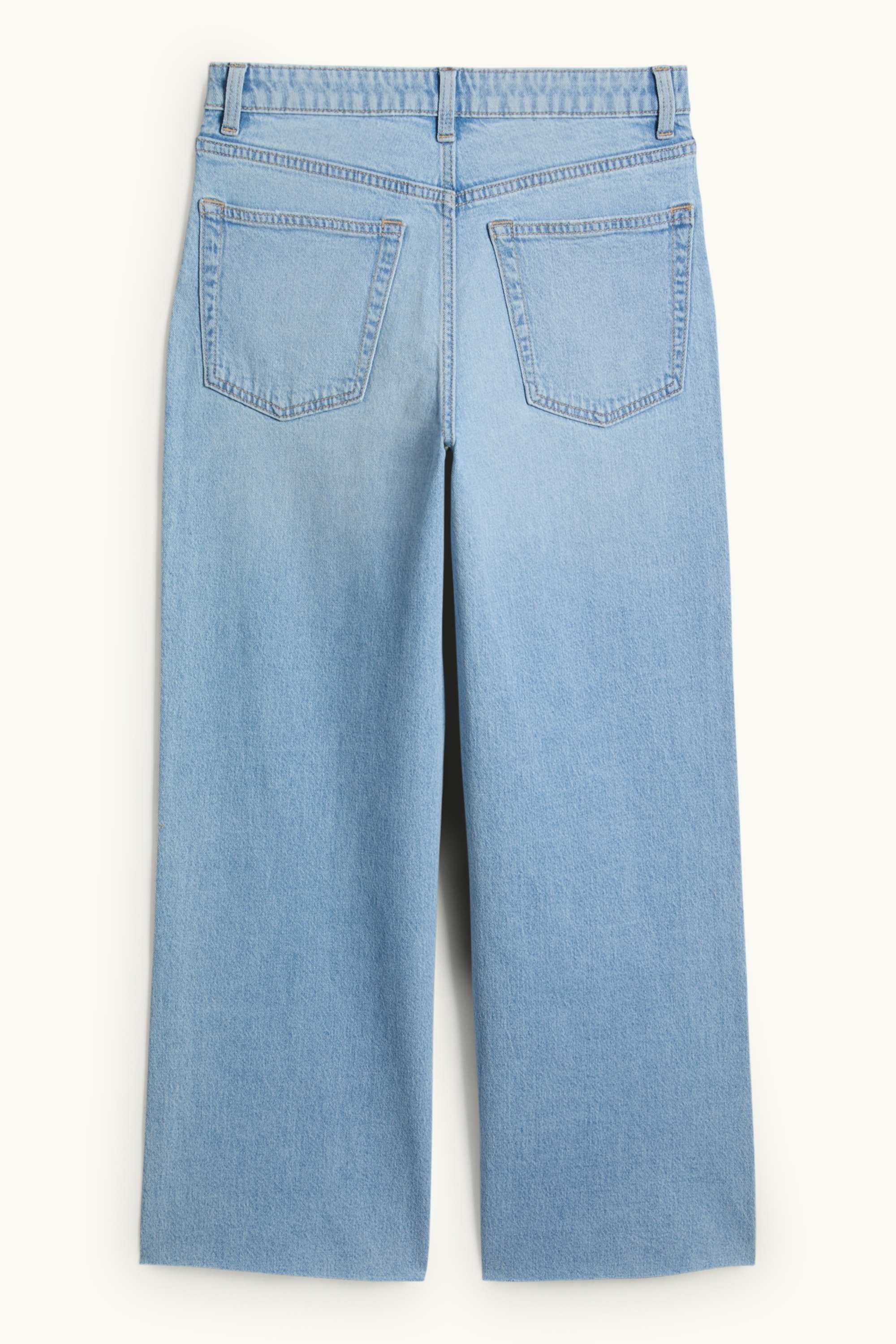 Cropped wide leg jeans - mid-rise waist blue