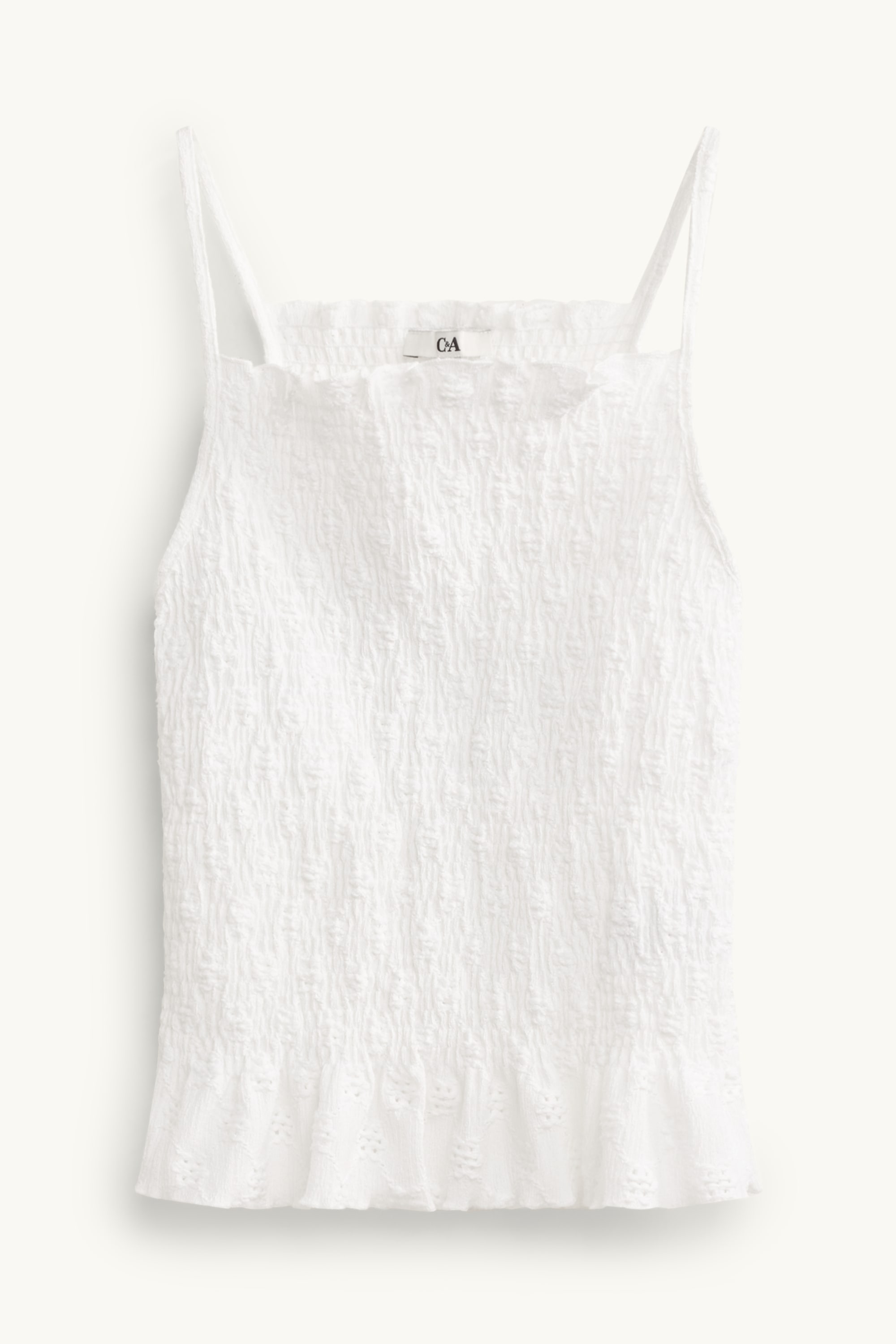 Top - smocked - broderie anglaise white