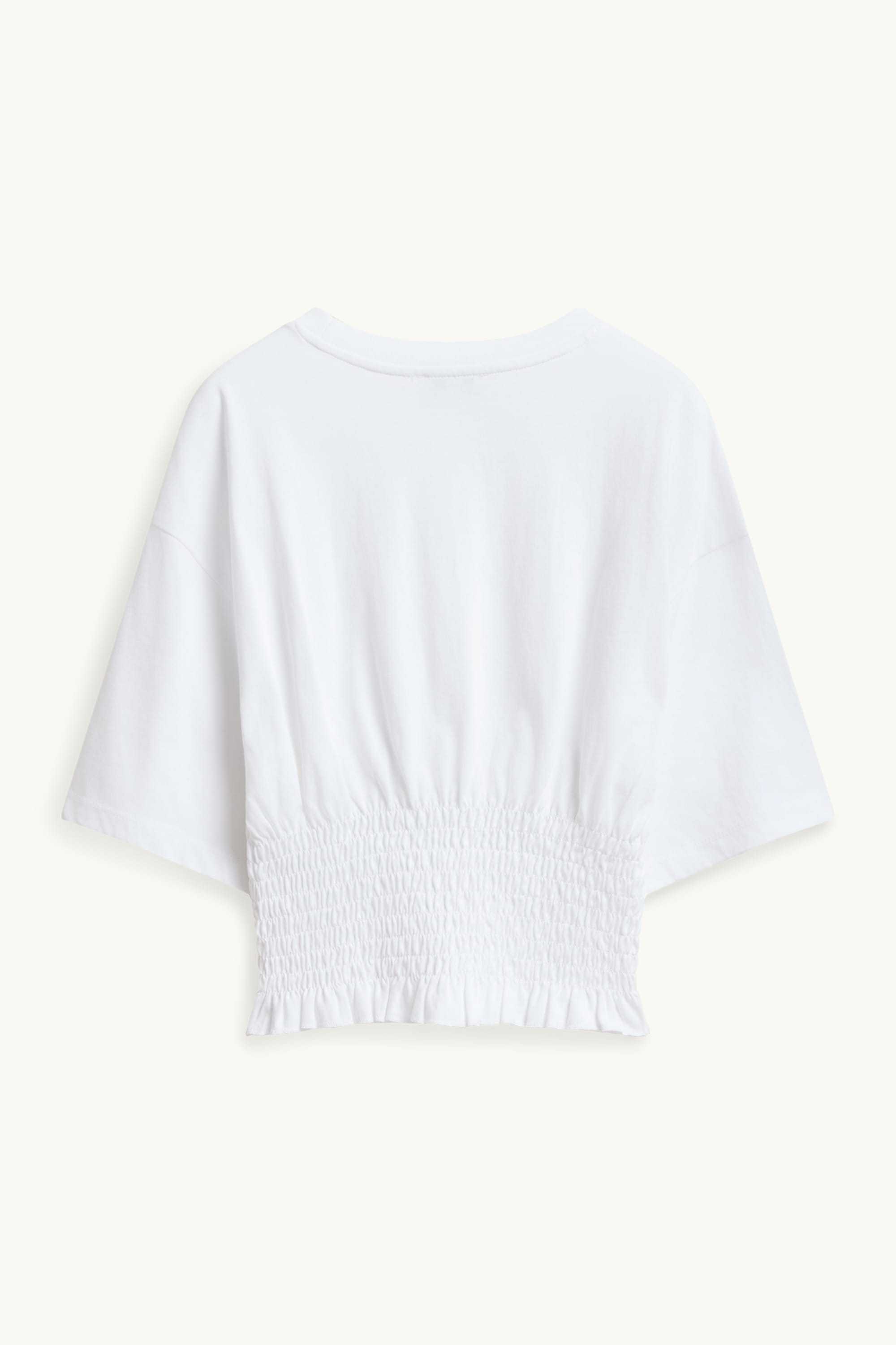 T-shirt - slim fit - smocked white