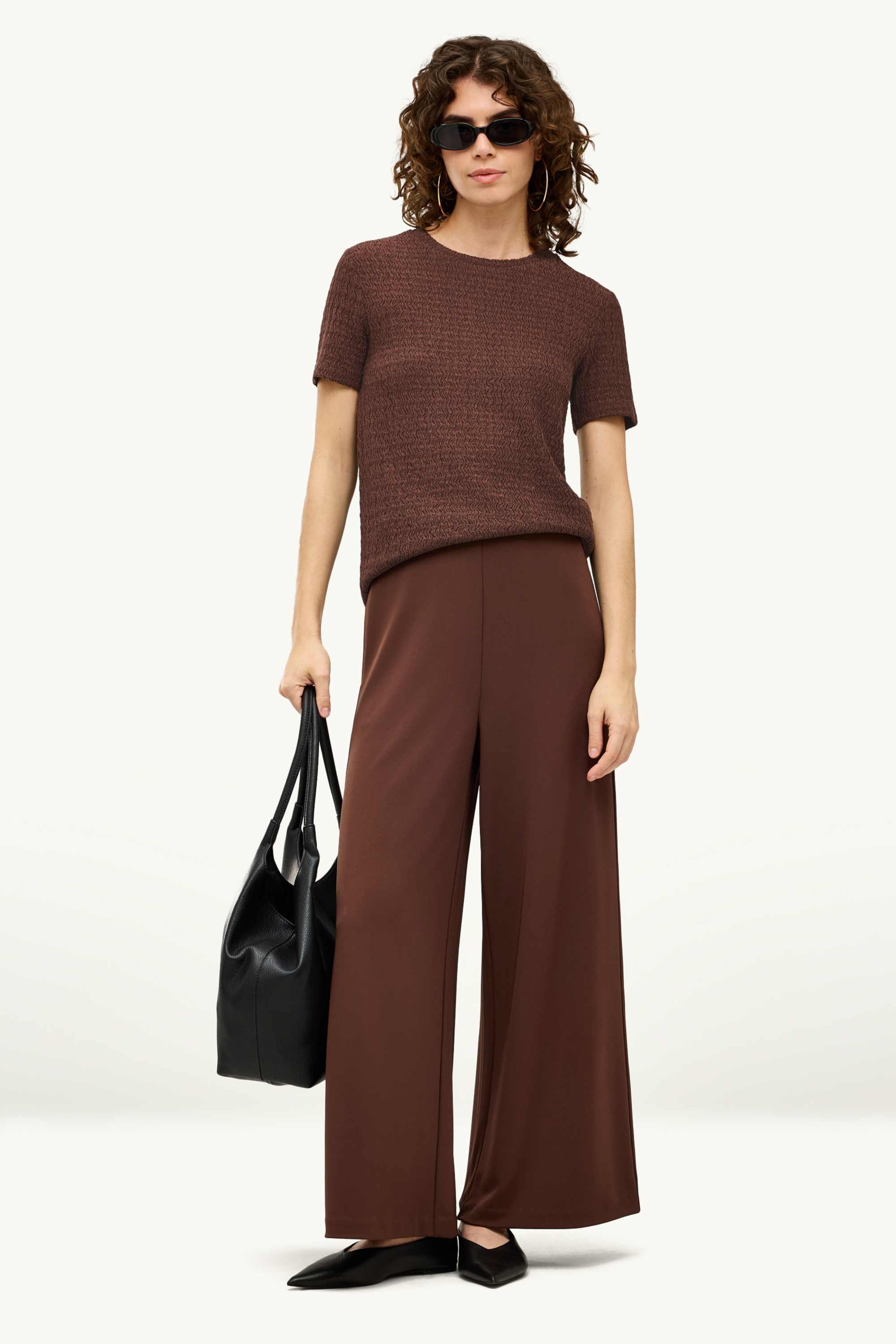 T-shirt - regular fit - textured dark brown