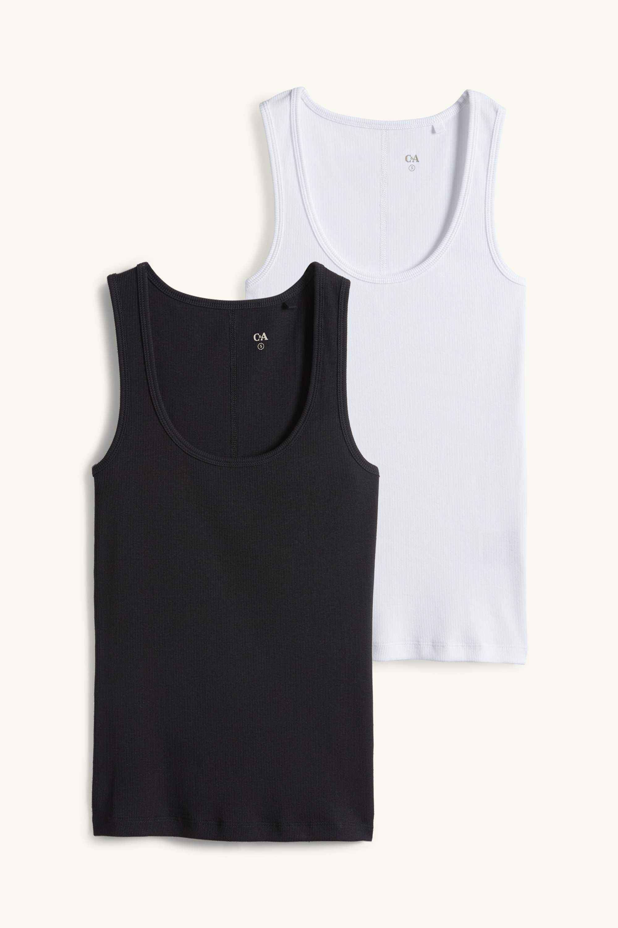 Multipack of 2 - top - ribbed white / black