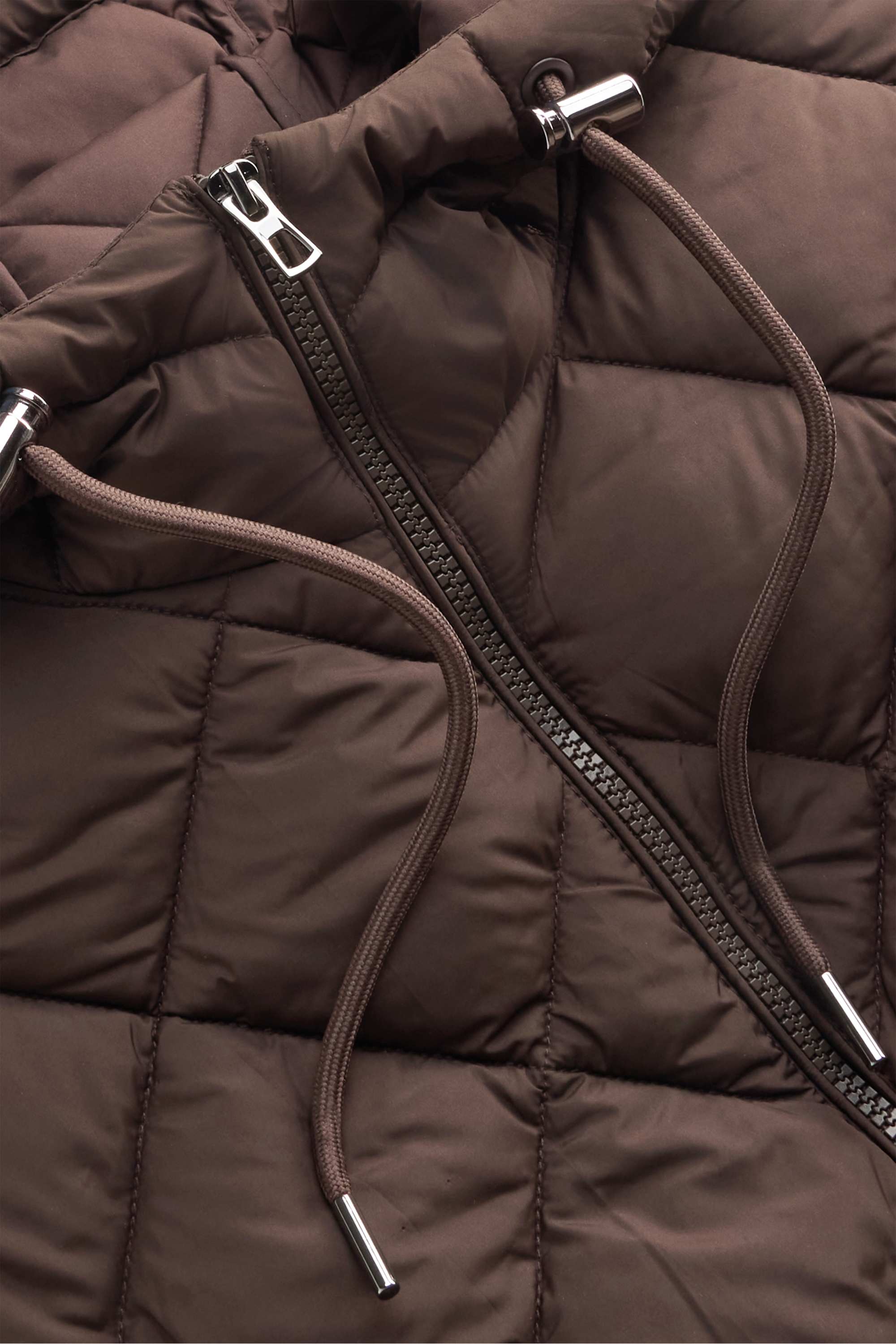 Quilted gilet with hood - water-repellent dark brown