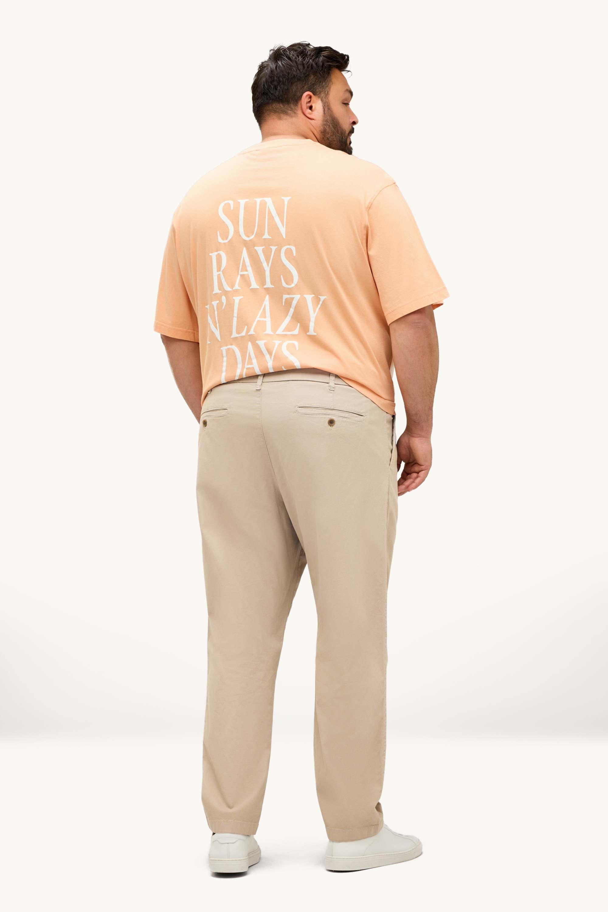 Chinos - tapered fit - textured light beige