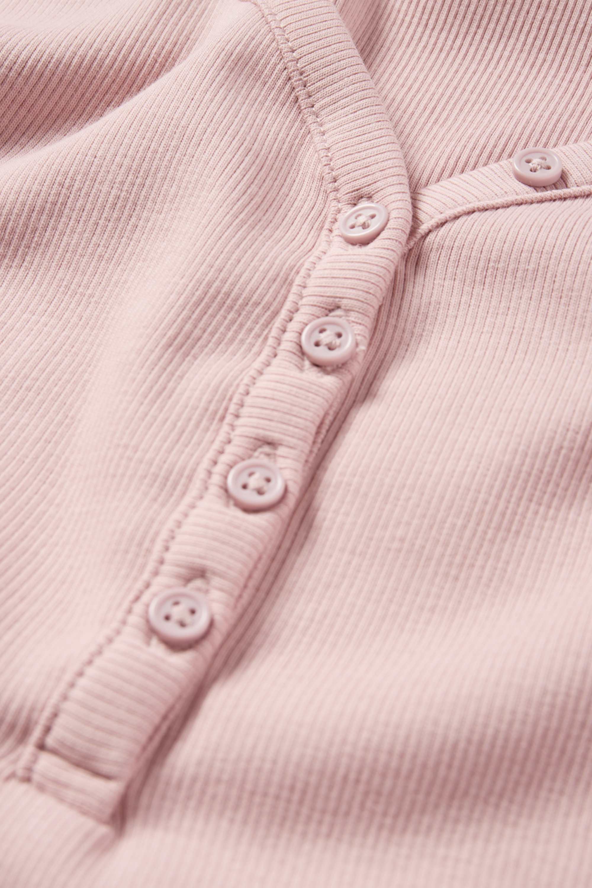 Cropped Henley T-shirt - slim fit - ribbed rose