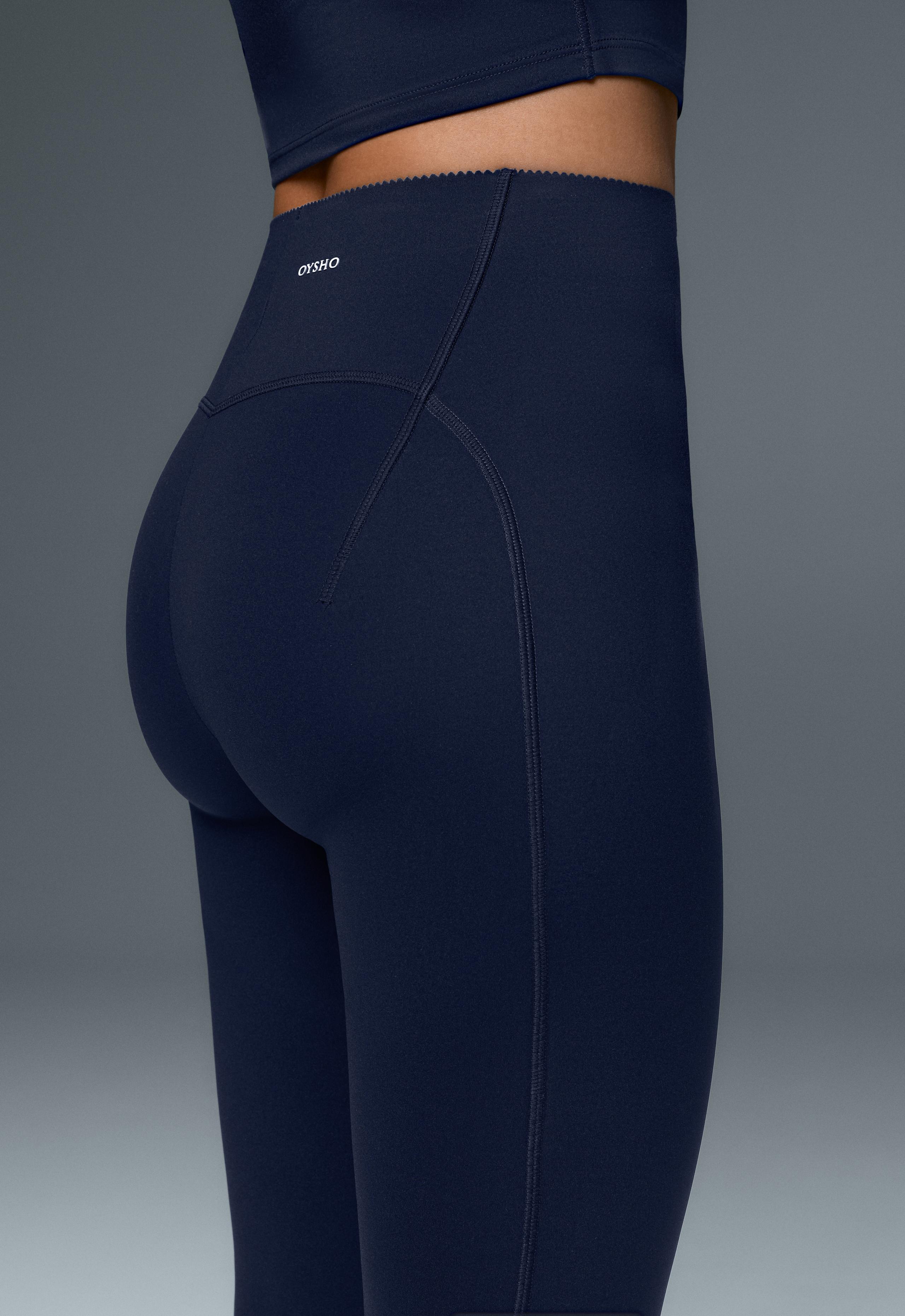 High-rise Compressive Raise Up flare trousers - NAVY BLUE