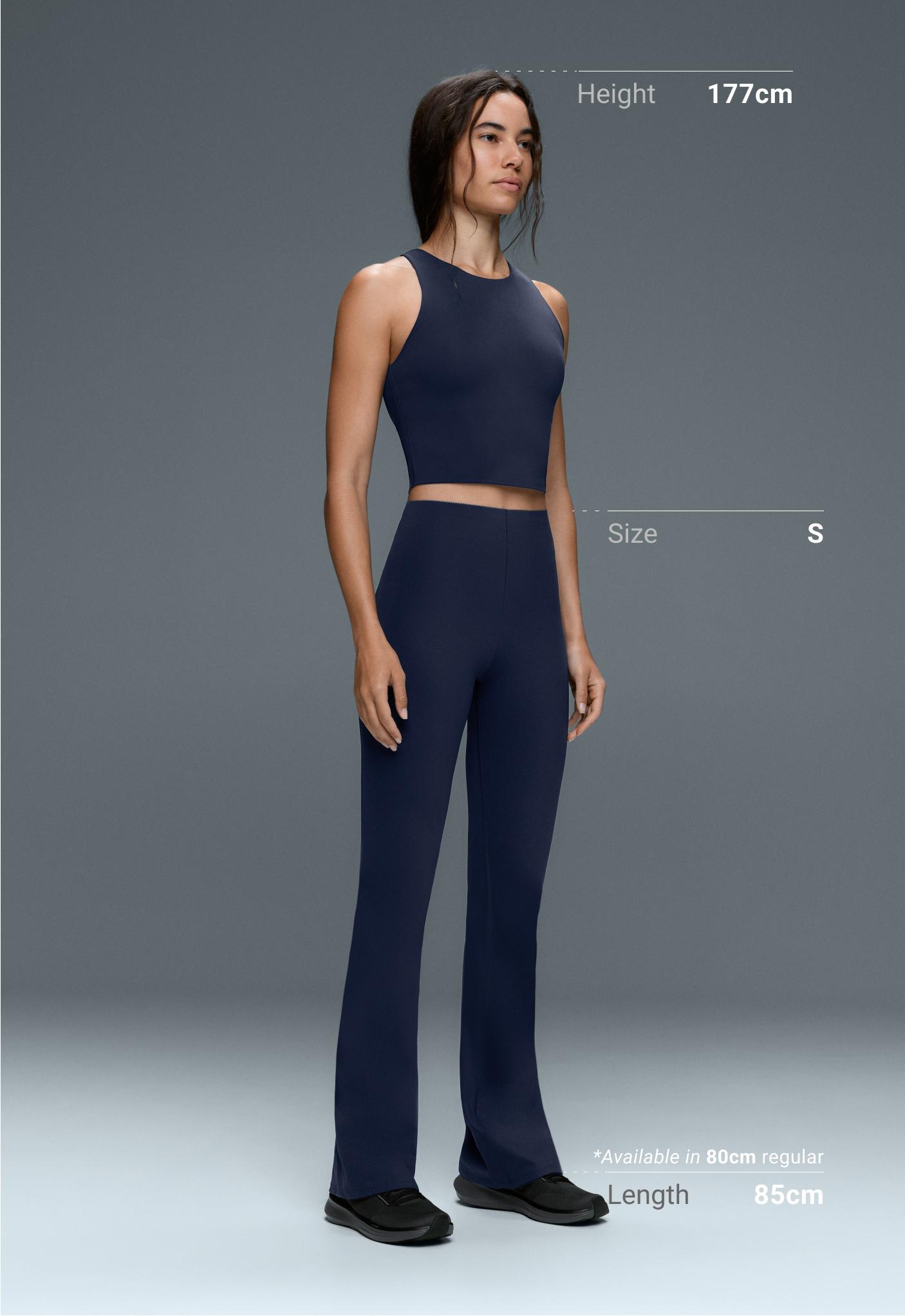 High-rise Compressive Raise Up flare trousers - NAVY BLUE