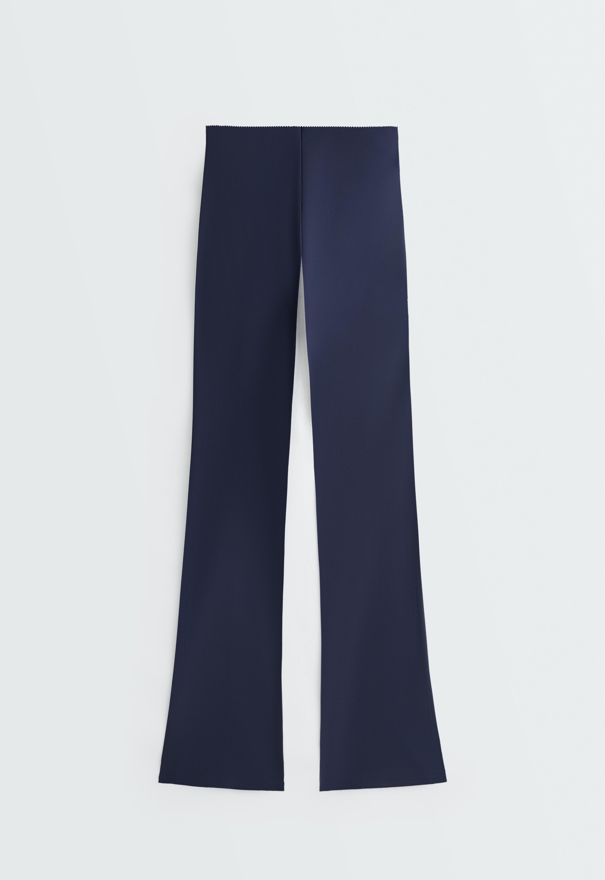 High-rise Compressive Raise Up flare trousers - NAVY BLUE