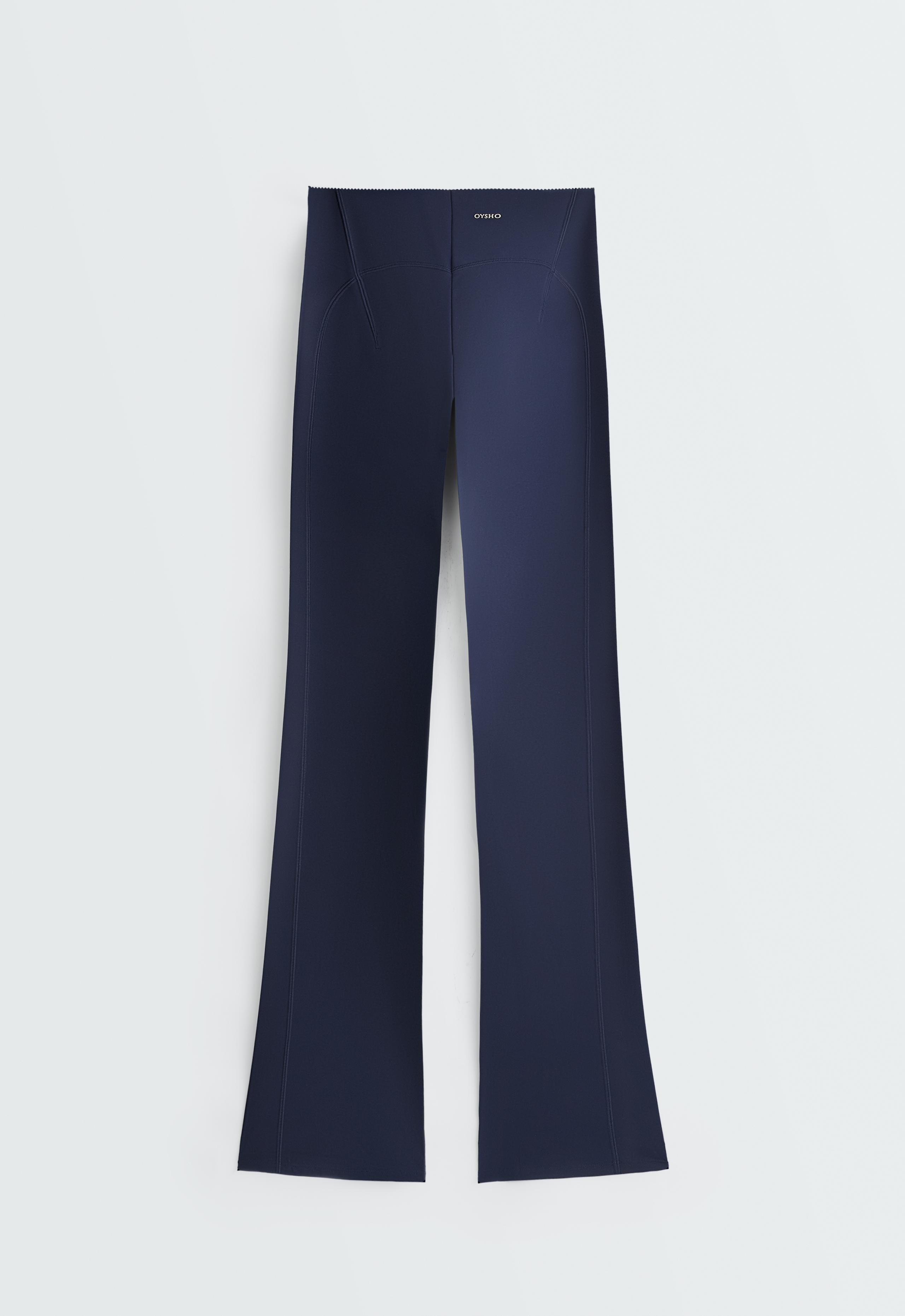 High-rise Compressive Raise Up flare trousers - NAVY BLUE