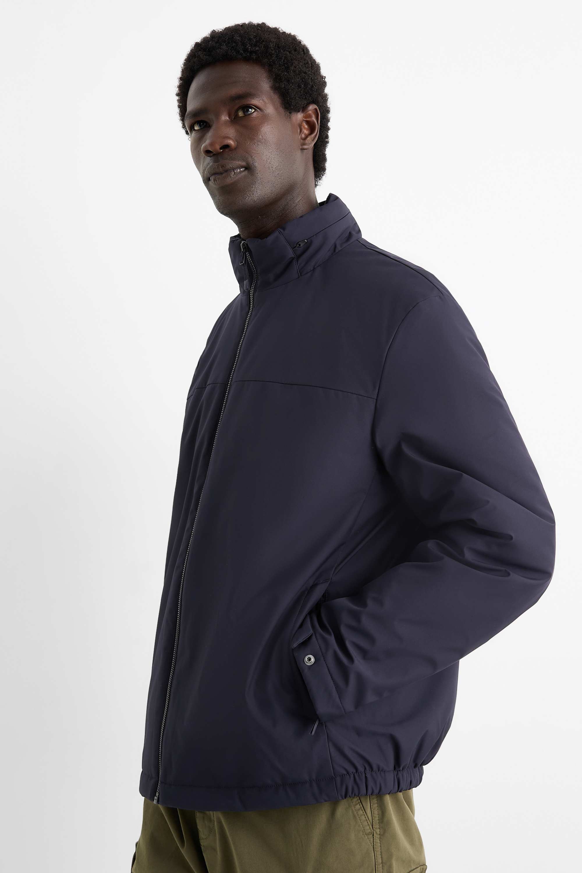 Jacket with hood - lined dark blue