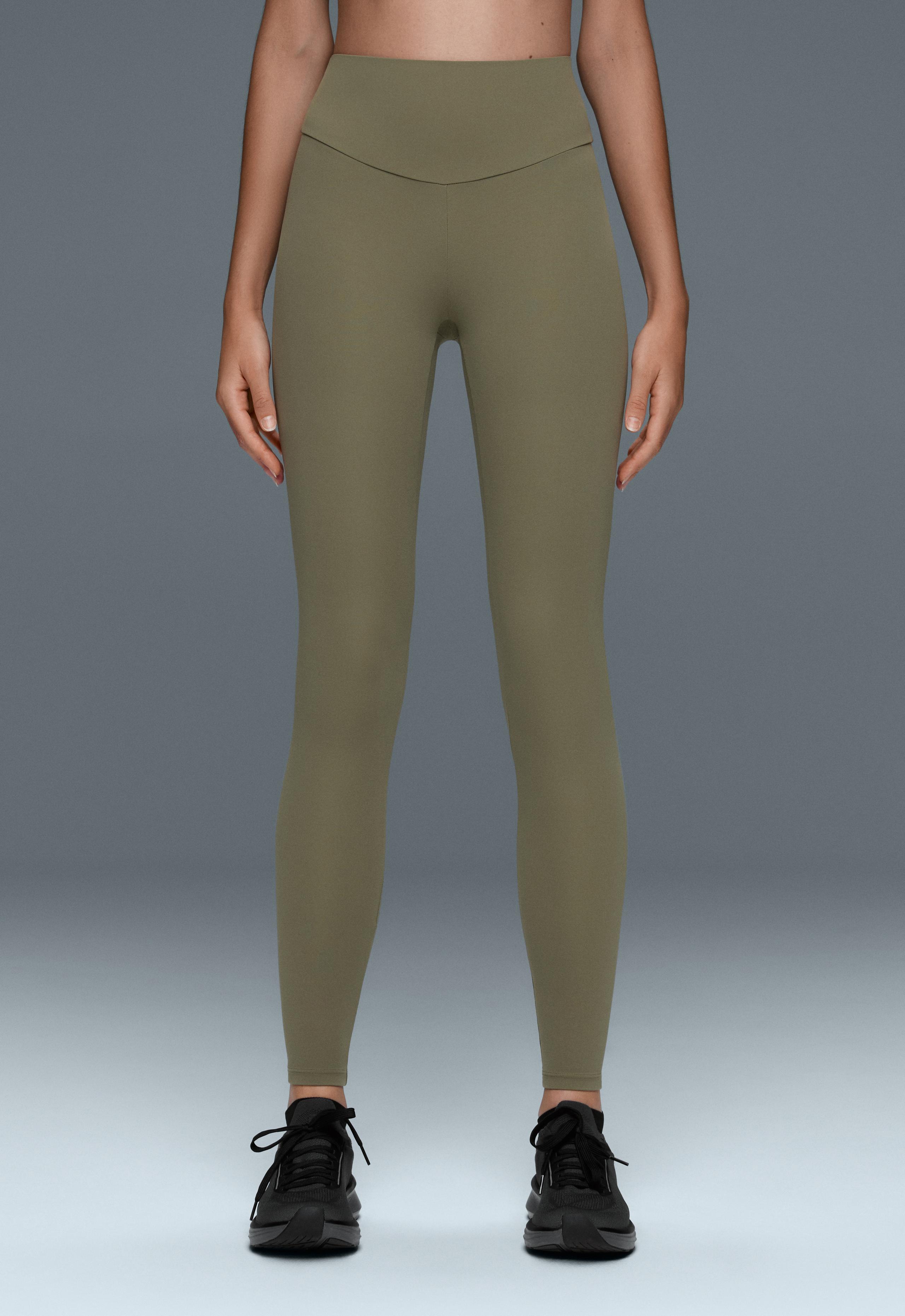 Comfortlux high-waisted ankle-length leggings - DARK KHAKI