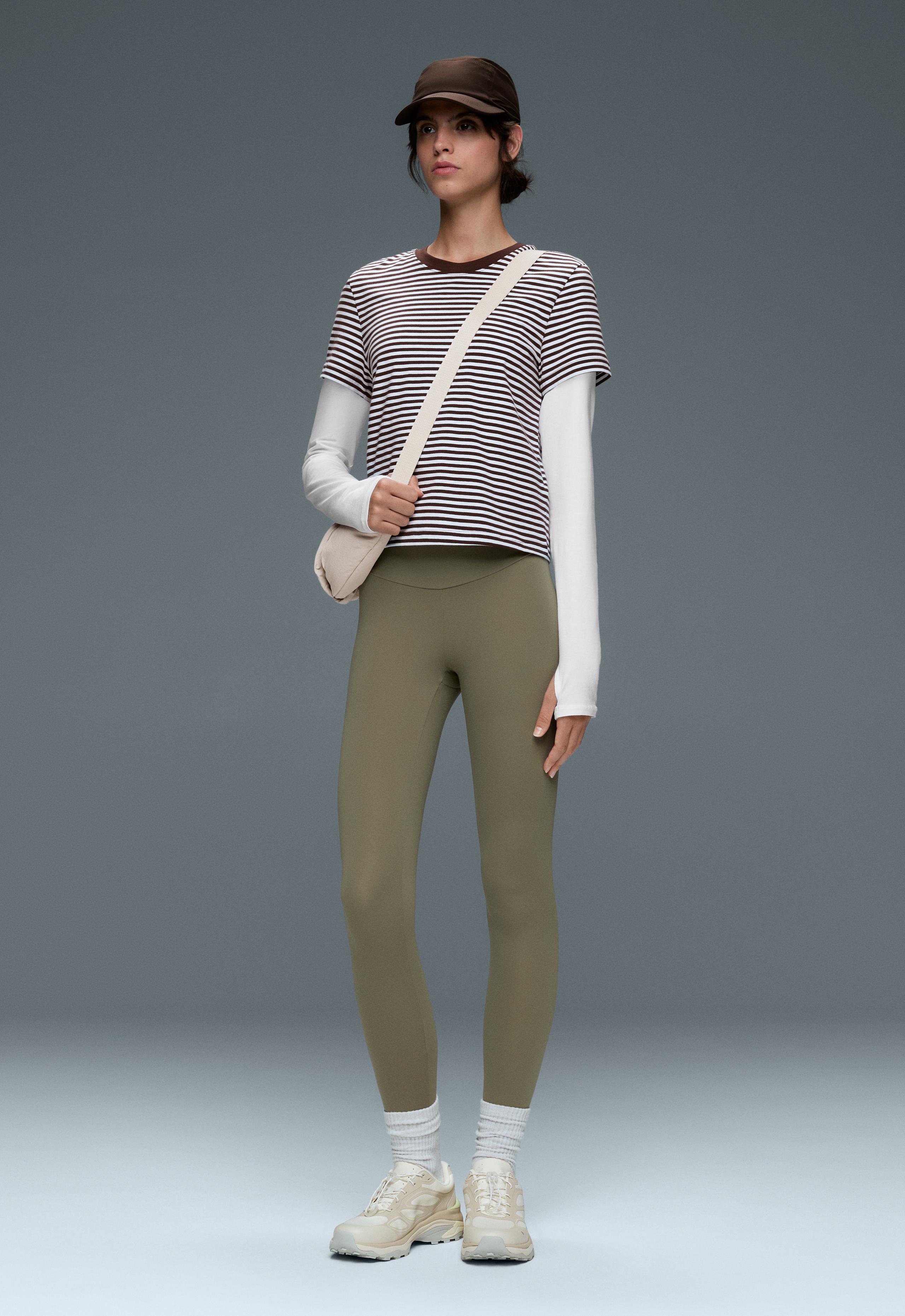 Comfortlux high-waisted ankle-length leggings - DARK KHAKI