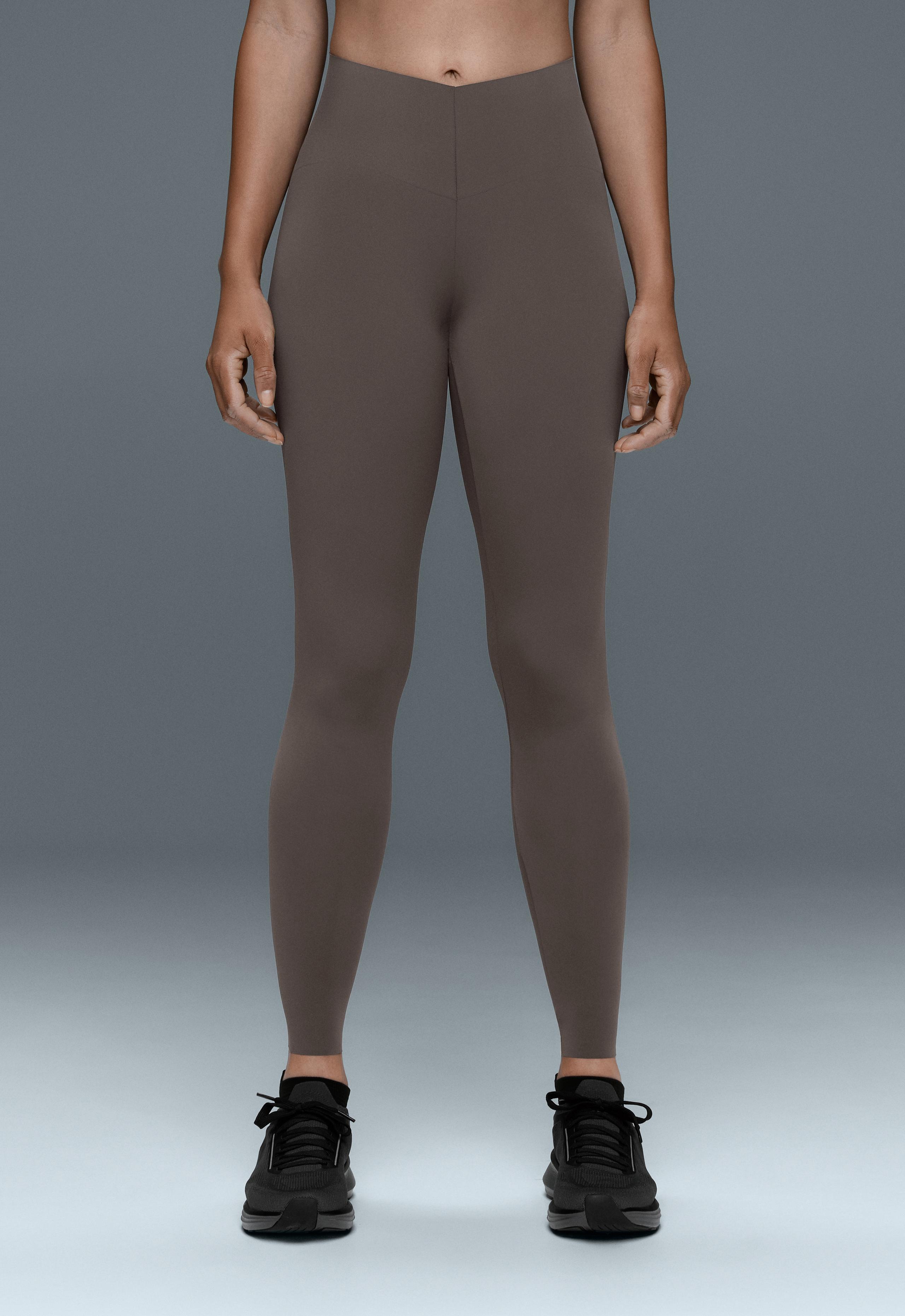 V-cut Light Touch 65cm high-rise ankle-length leggings - BROWN-KHAKI