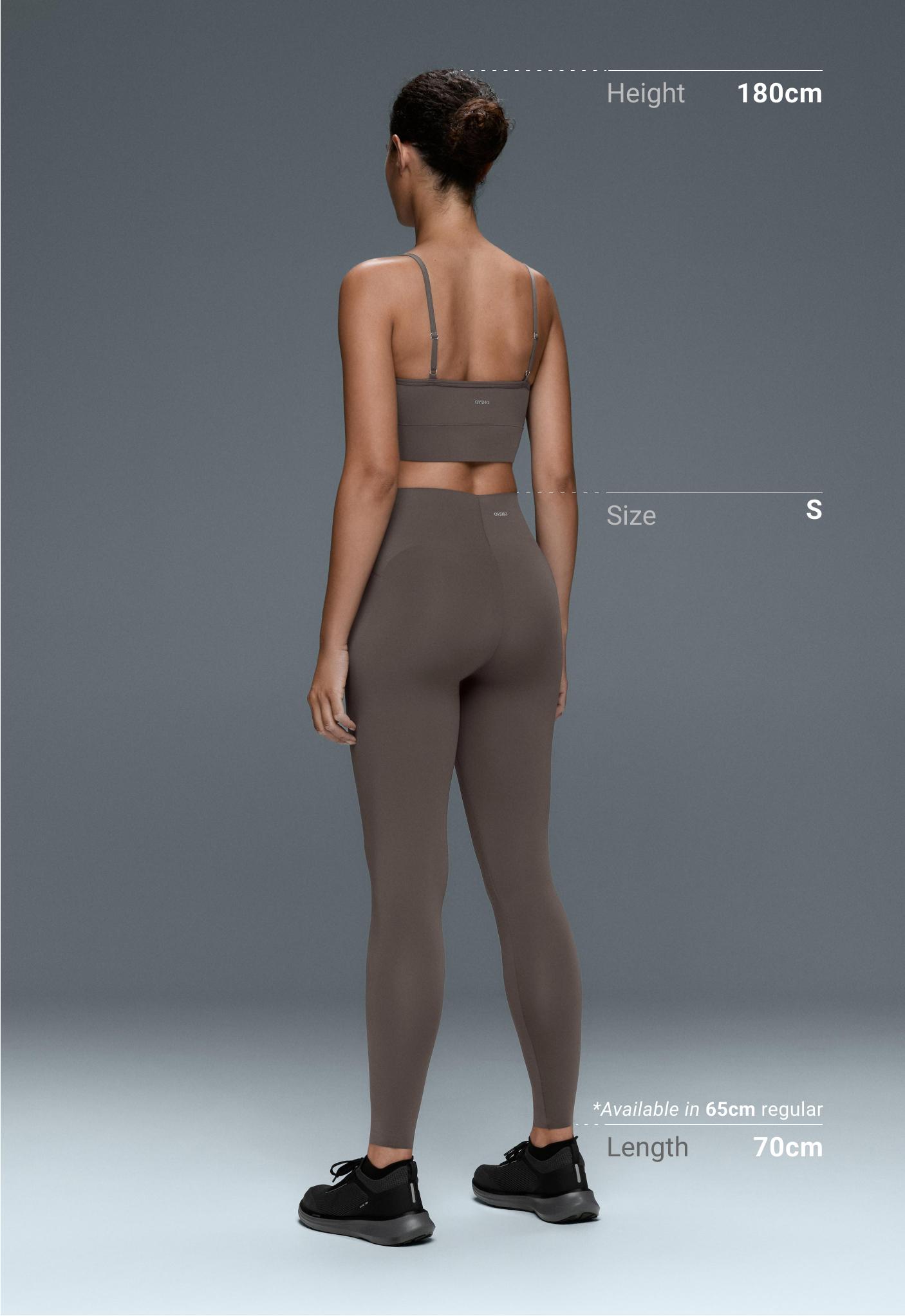 V-cut Light Touch 65cm high-rise ankle-length leggings - BROWN-KHAKI