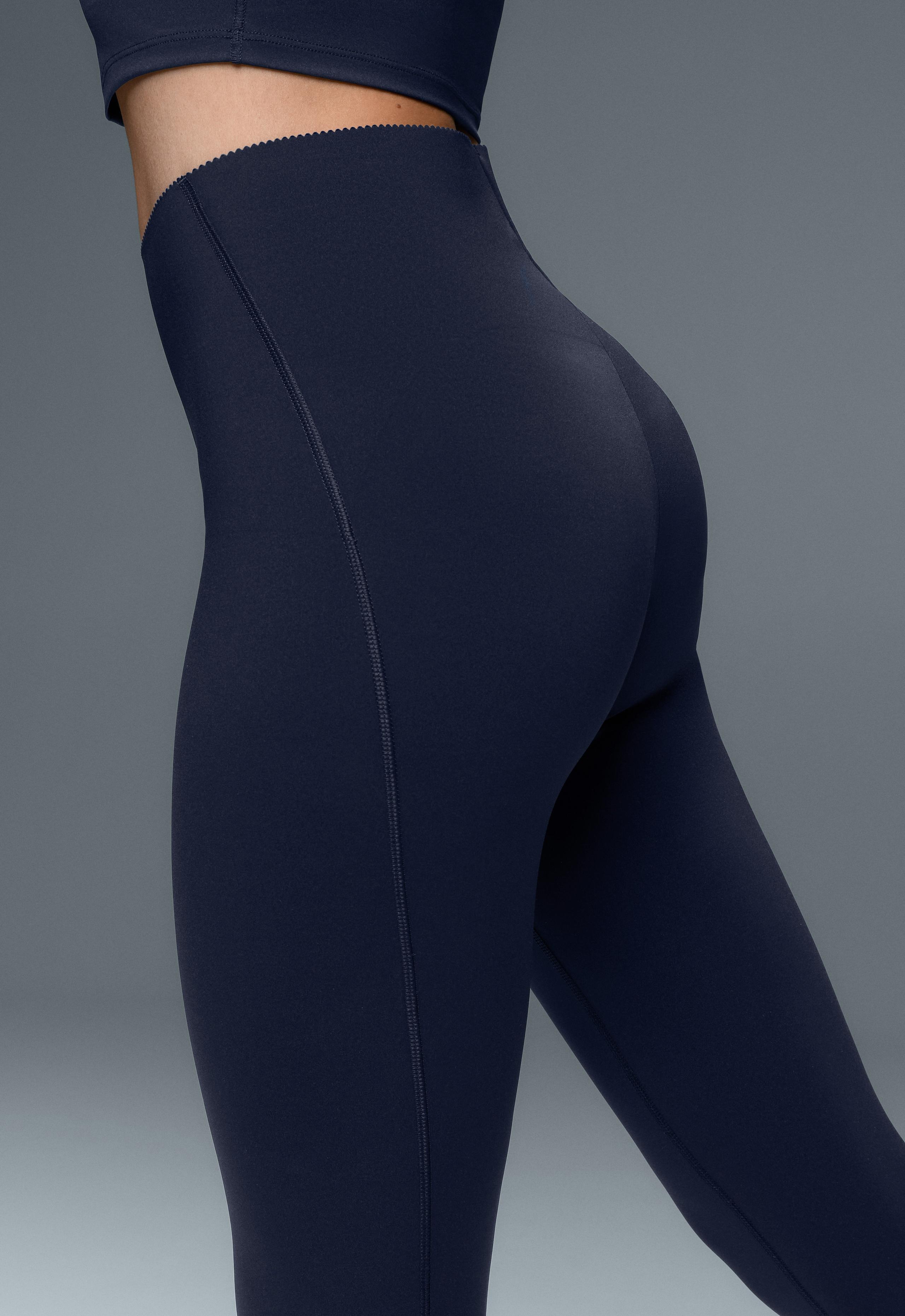 Compressive high-rise core-control ankle-length leggings - NAVY BLUE