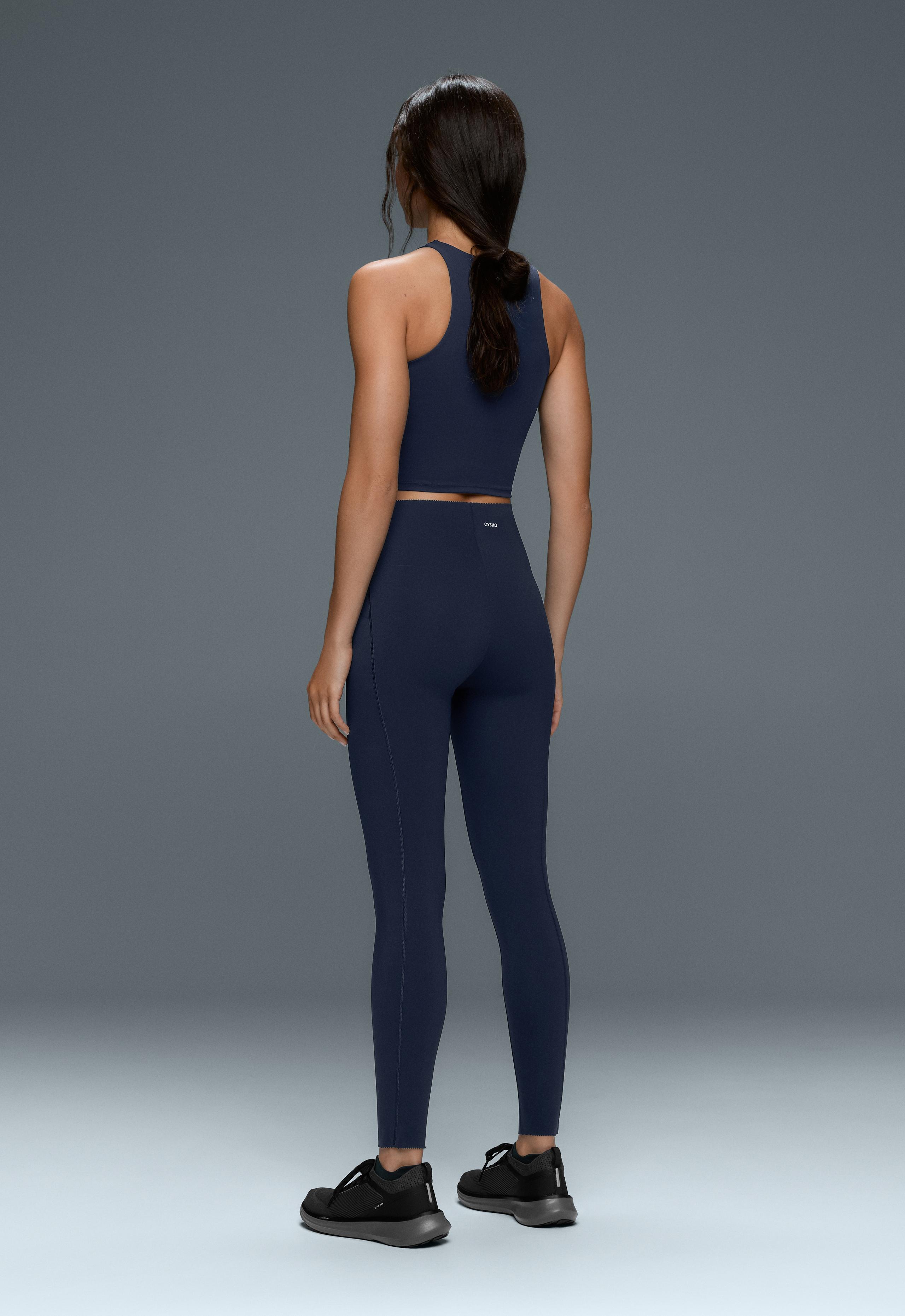 Compressive high-rise core-control ankle-length leggings - NAVY BLUE