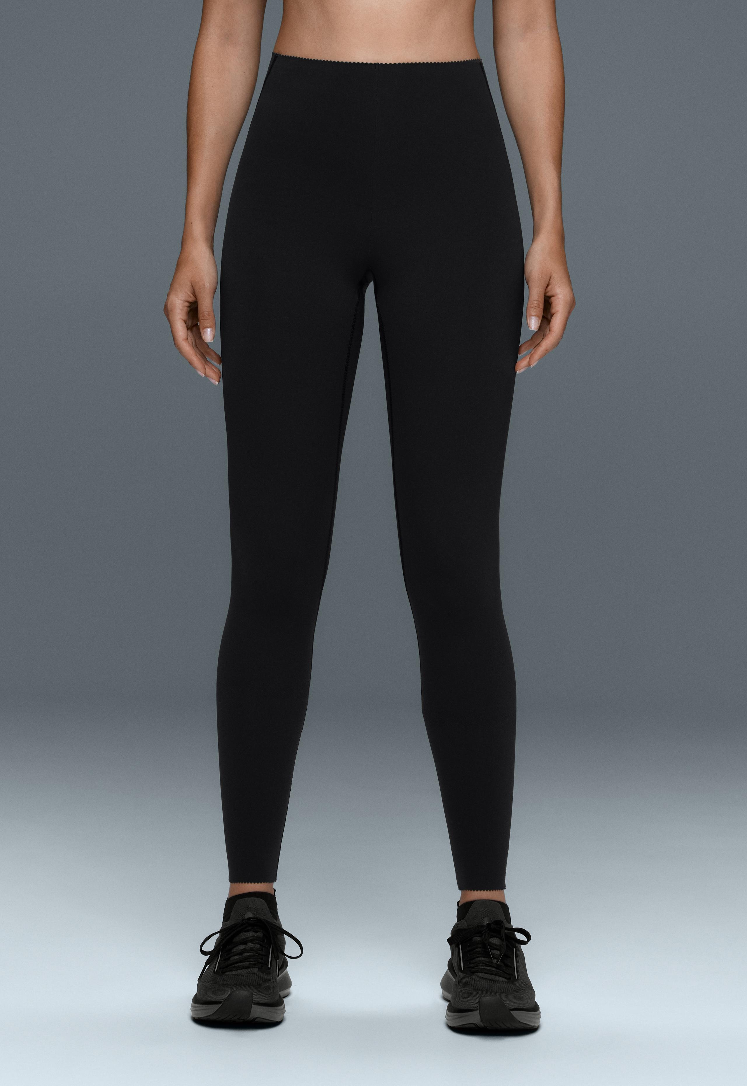Compressive high-rise core-control ankle-length leggings - BLACK