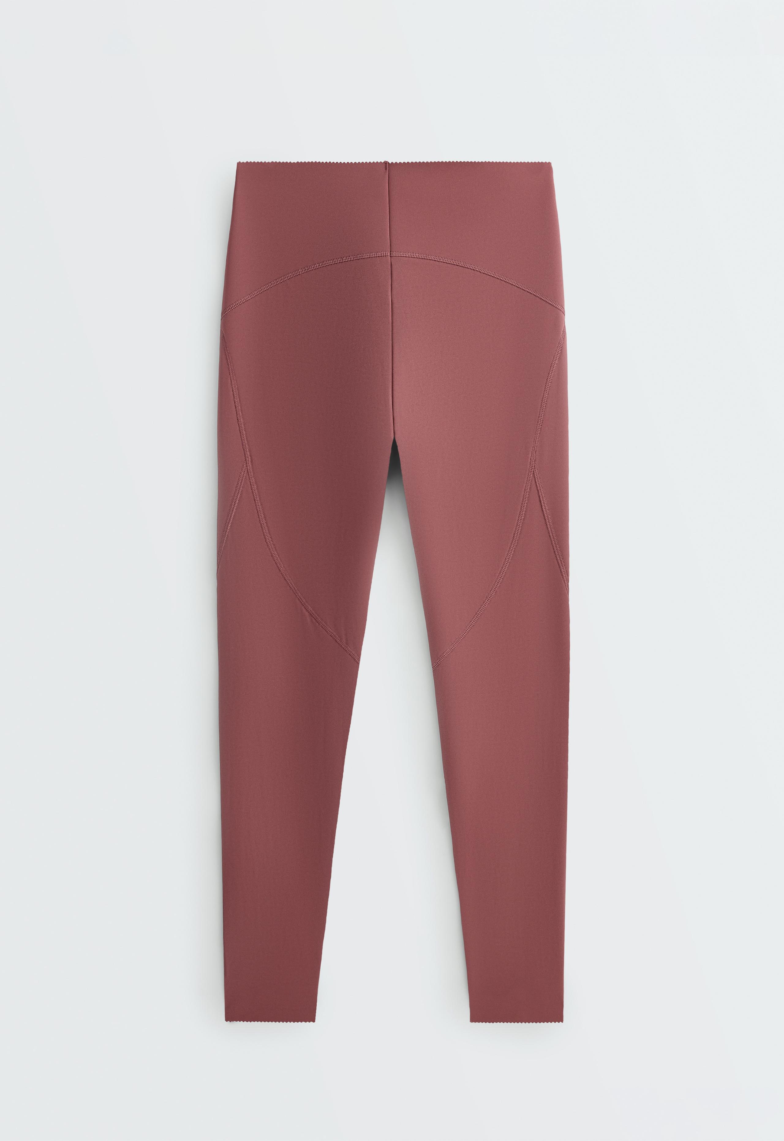 Basic compressive high-waisted ankle-length leggings - FADED BURGUNDY