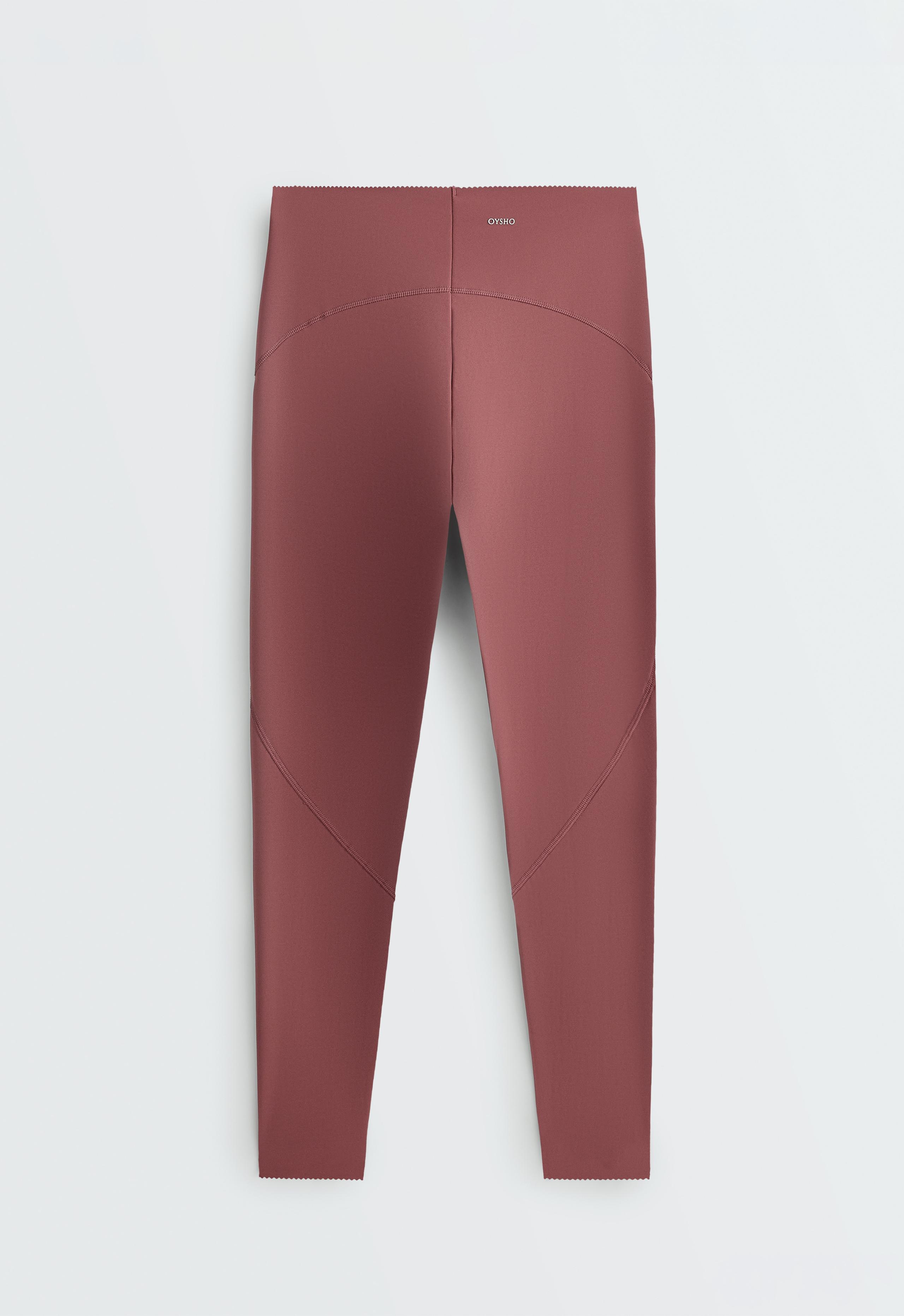 Basic compressive high-waisted ankle-length leggings - FADED BURGUNDY