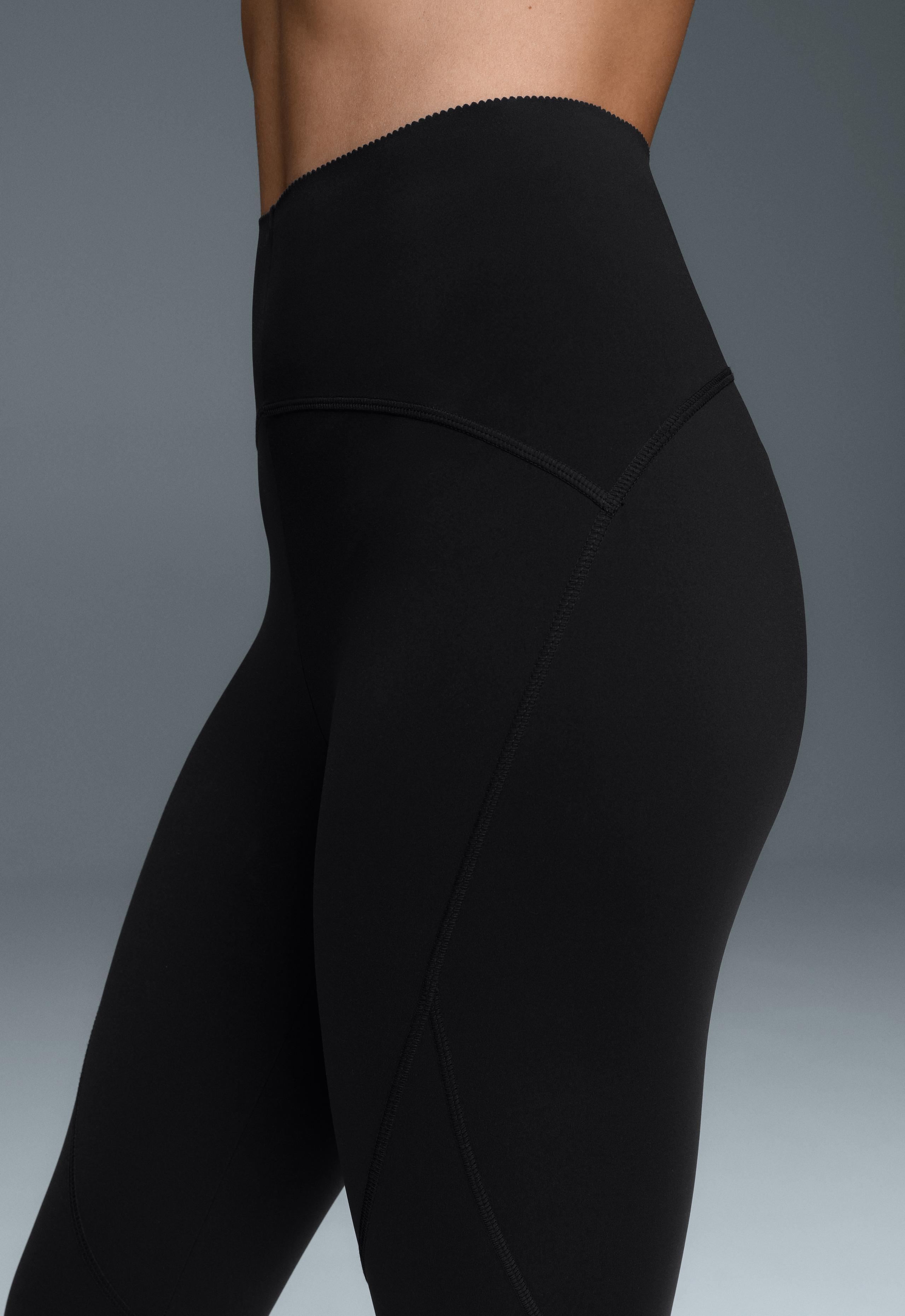 Basic compressive high-waisted ankle-length leggings - BLACK